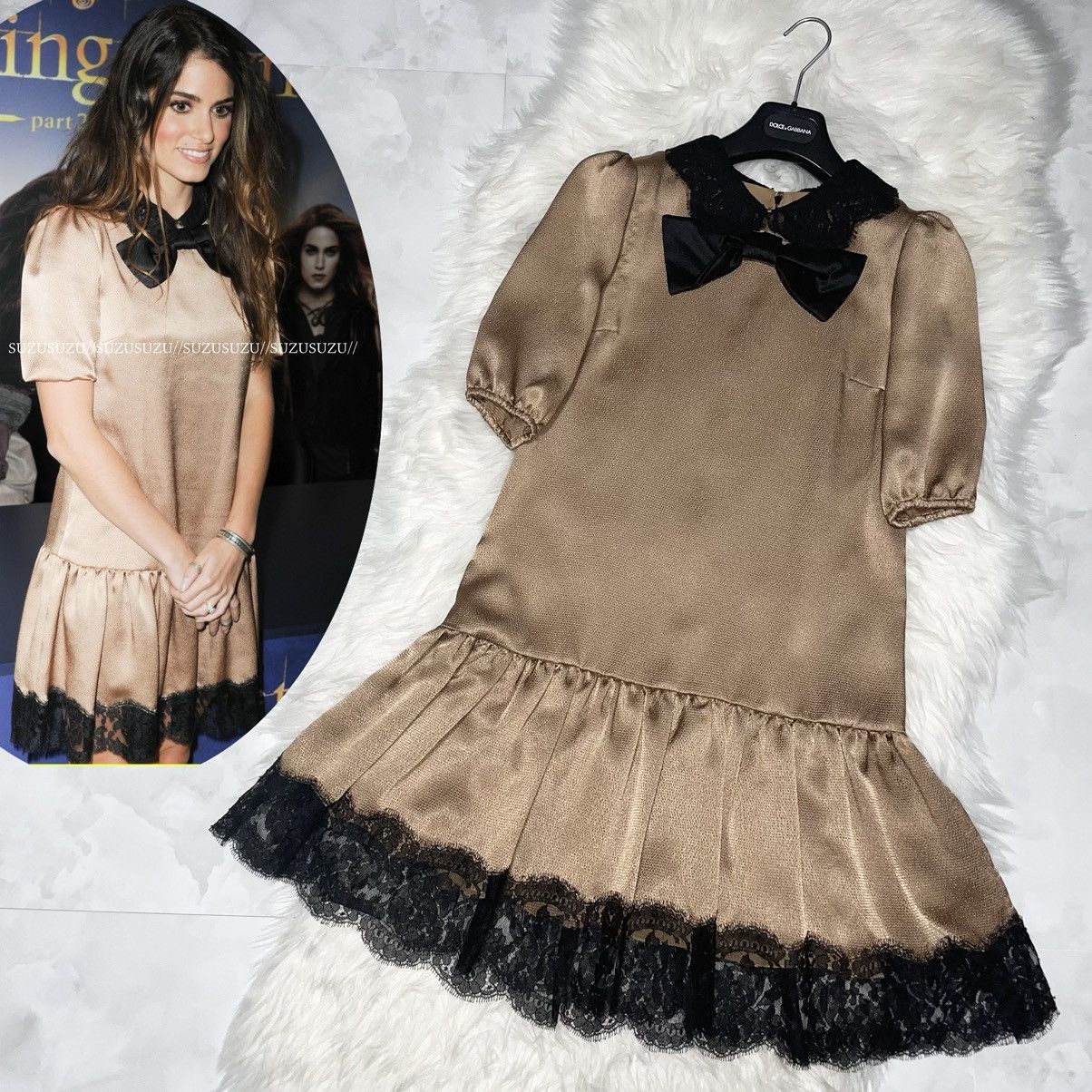 Dolce & Gabbana Dolce&Gabbana Ribbon Flower Lace Short Sleeve Dress 36 Size XS / US 0-2 / IT 36-38 - 1 Thumbnail