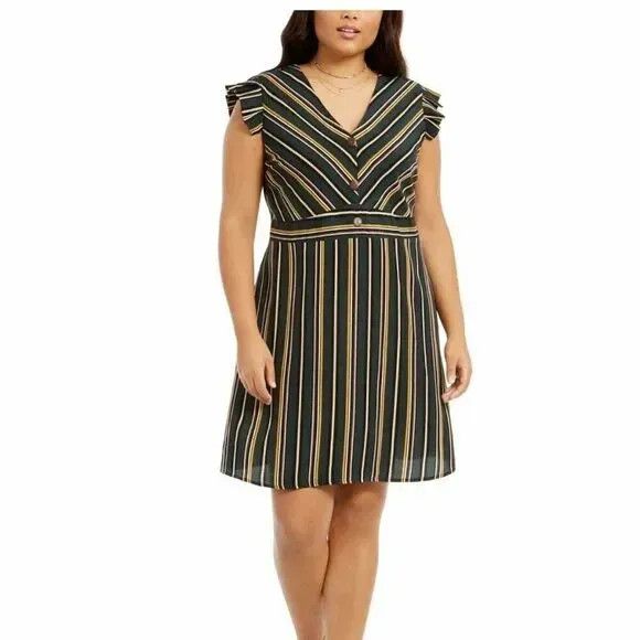 Other Monteau Plus Size Ruffle-Sleeve Fit & Flare Dress, Hunter G Size ONE SIZE - 1 Thumbnail