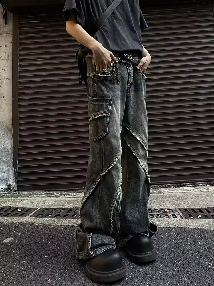 Japanese Brand × Jean Retro heavy-duty stitching raw edge micro-flared jeans y2k Size US 32 / EU 48 - 4 Thumbnail