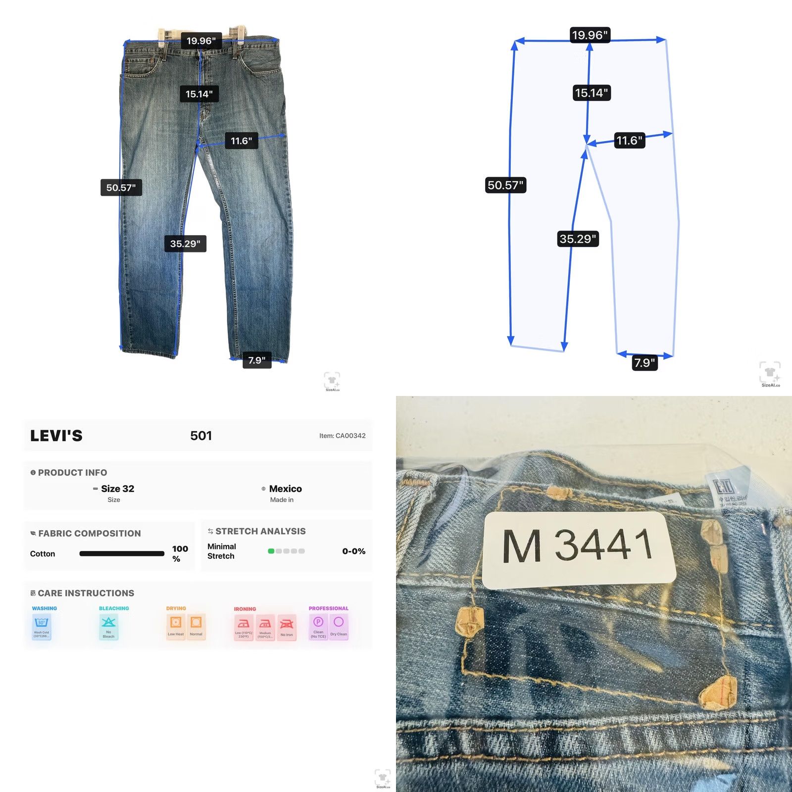 Levi's Levi's 501 Jeans Mens Regular Straight Blue Light Wash Button Fly 40x36 Denim Cotton 5-Pocket USA Vintage No Size US 40 / EU 56 - 9 Thumbnail