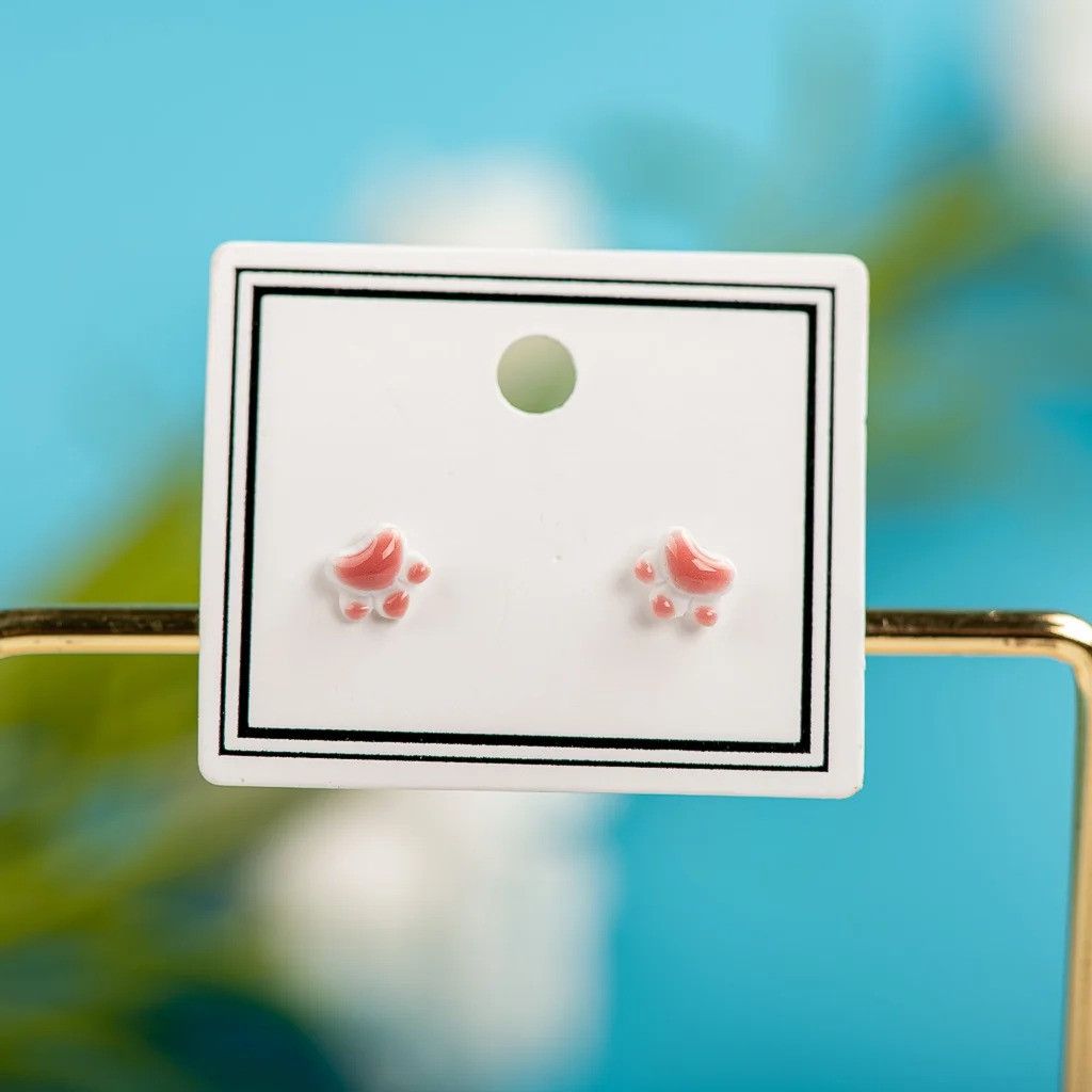 Jewelry Paw Stud Earrings Ceramic Ear Gift For Her Size ONE SIZE - 1 Preview