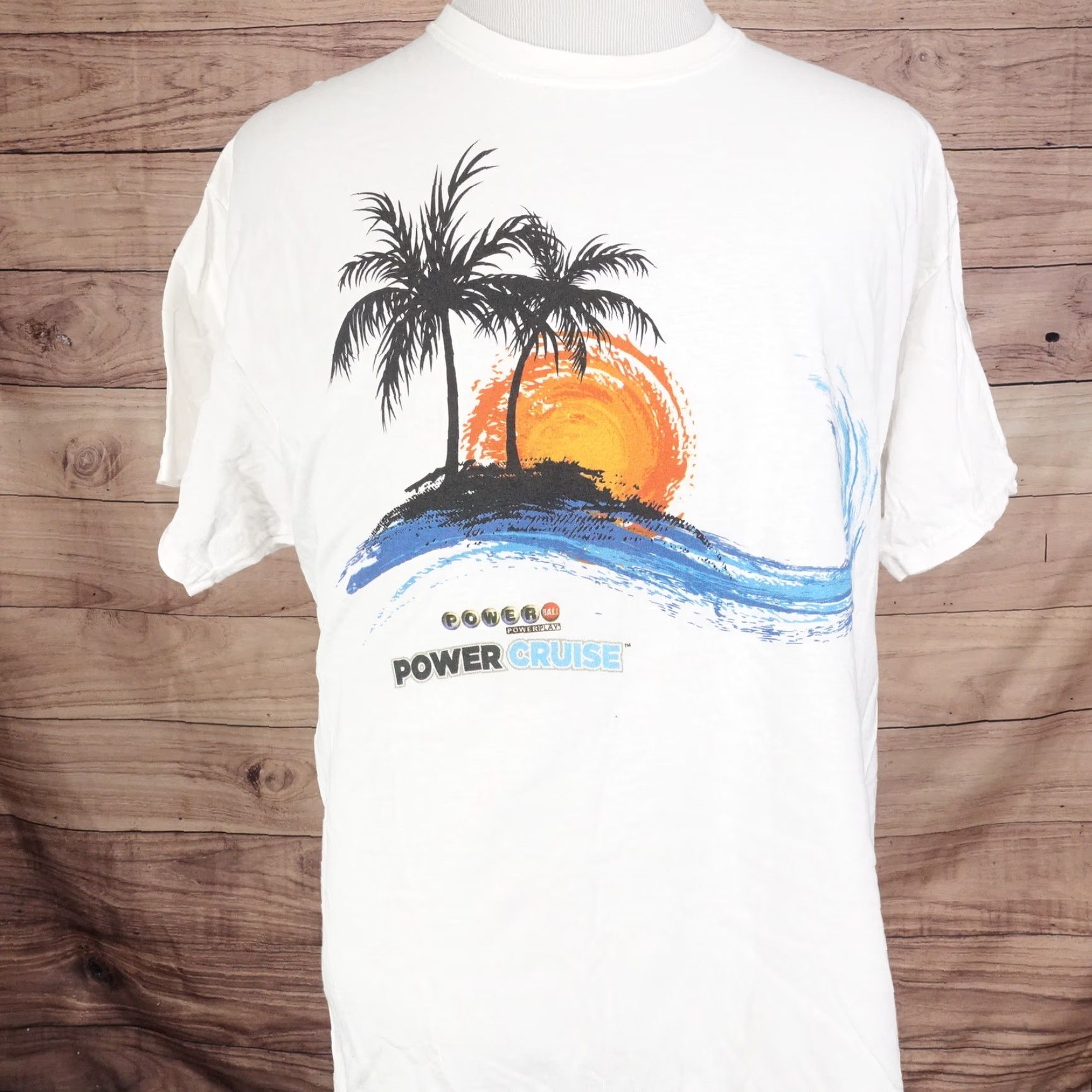 Gildan POWERBALL POWER CRUISE FLORAL SUNSET MO LOTTO MISSOURI TSHIRT XL Shirt Unisex Adults White Crew Neck Cotton Short Sleeve Solid 90s? Size US XL / EU 56 / 4 - 3 Thumbnail