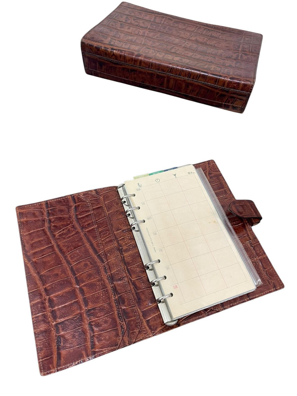 Genuine Leather Crocodile Embossed Vtg Bozzetto Italy Large Clutch Bag 1🟩3 Size ONE SIZE - 20 Thumbnail