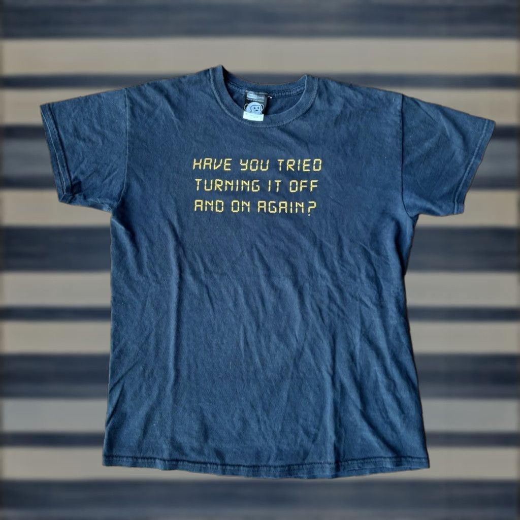 Vintage VINTAGE ThinkGeek T-Shirt Medium Funny Shirt Mens Black OT Turning It Off Y2K Have You Tried Think Geek Size US M / EU 48-50 / 2 - 1 Thumbnail