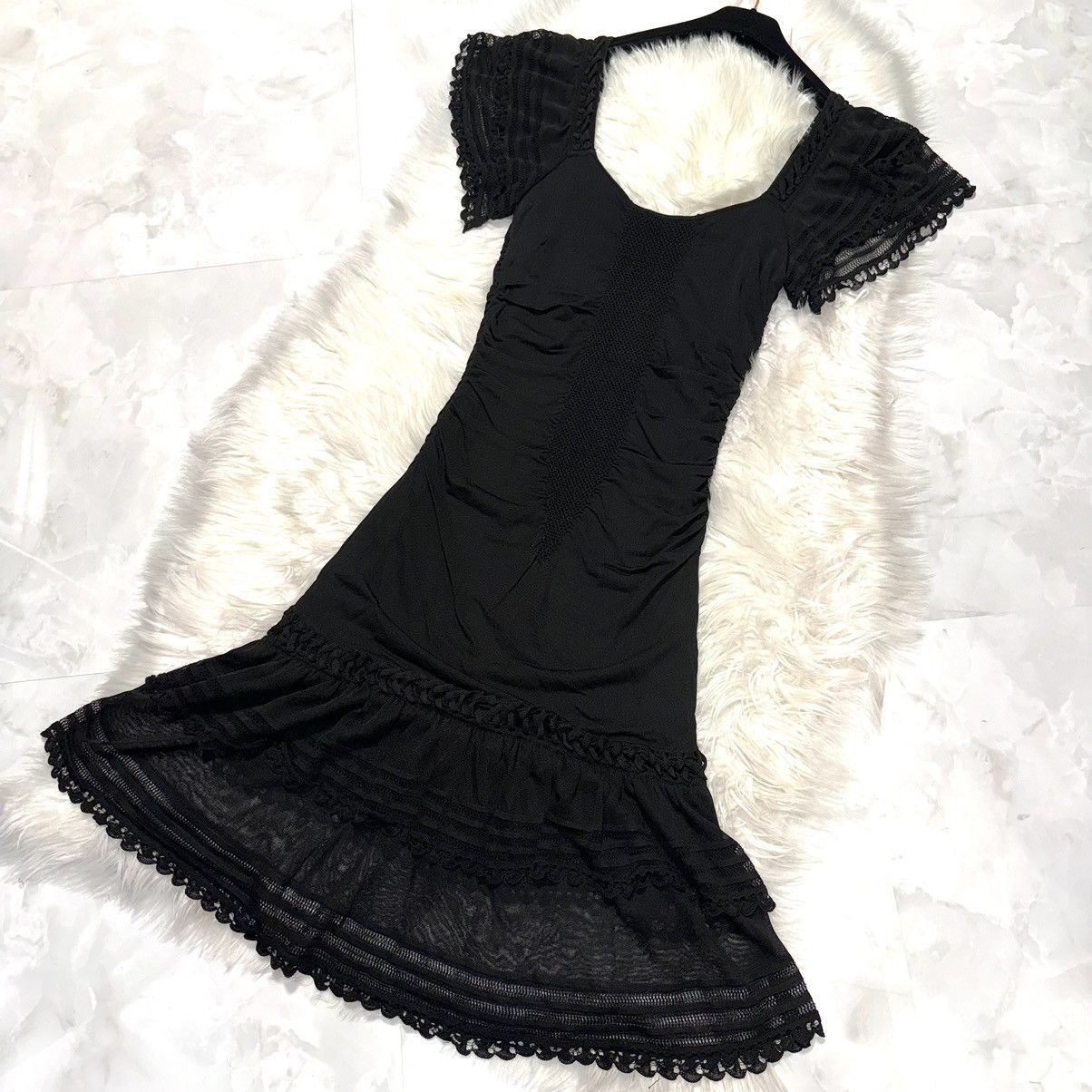 Chanel Chanel short sleeve frill lace stretch dress Size S / US 4 / IT 40 - 8 Thumbnail