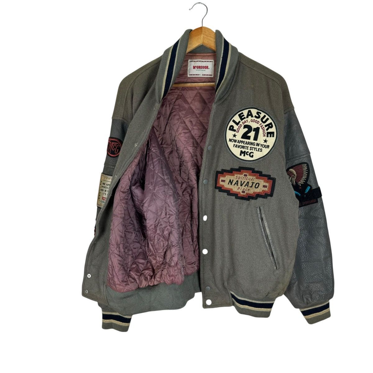 McGregor 🌟90s McGREGOR NAVAJO LEATHER VARSITY JACKET Size US L / EU 52-54 / 3 - 9 Thumbnail