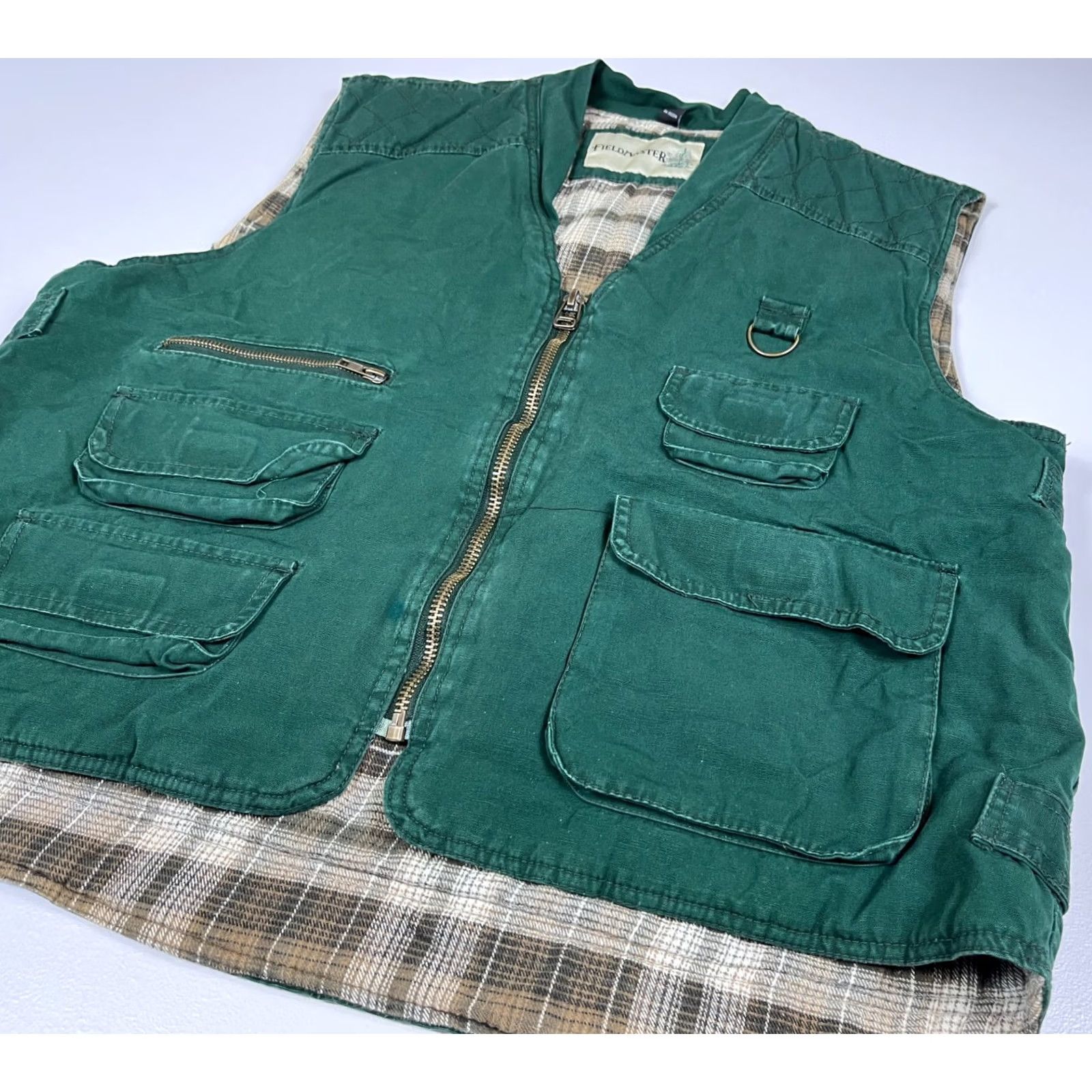 Vintage VINTAGE Fieldmaster Men's Vest Shirt Pocketed Flannel Lined Green Size L Outdoor Fishing Hunting Size US L / EU 52-54 / 3 - 5 Thumbnail