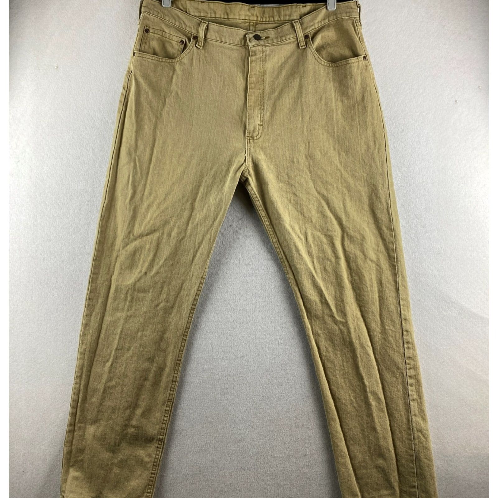 Wrangler Wrangler Jeans Mens 38 Beige Straight Distressed Denim Light Wash Pants Size US 38 / EU 54 - 2 Thumbnail