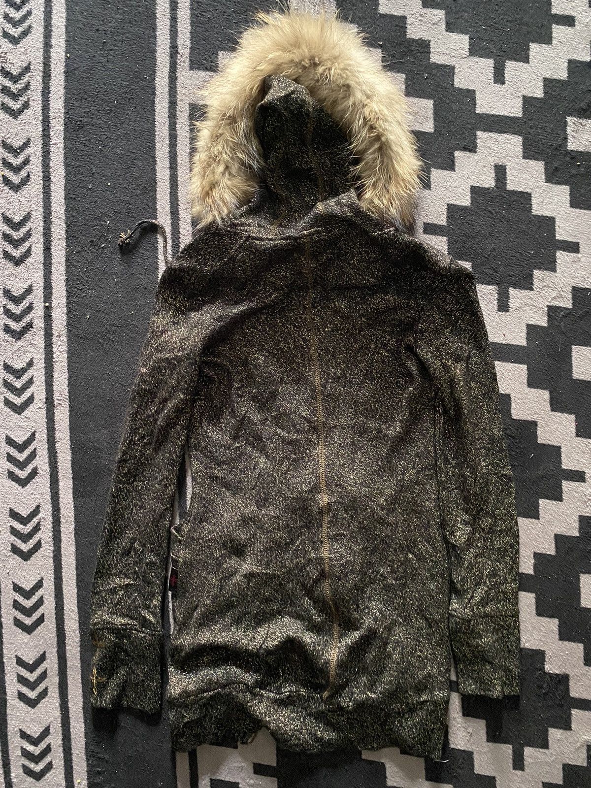 Yasuyuki Ishii Japanese Ozz Croce faux fur glitter knit full zip hoodie Size US M / EU 48-50 / 2 - 2 Thumbnail