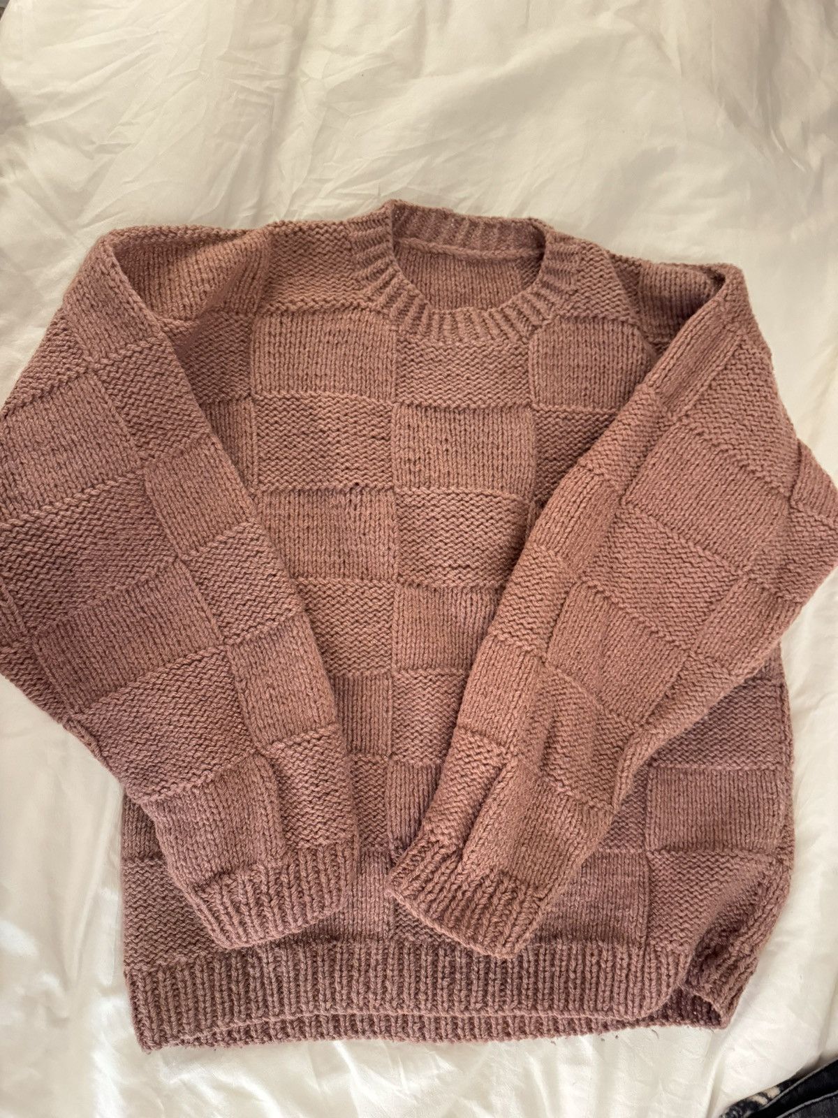 Vintage 1970s Brown/Pink Vintage Checkered Wool Sweater Size US XL / EU 56 / 4 - 1 Thumbnail
