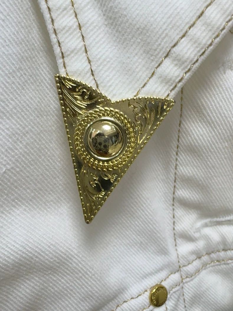 Versace Versace Gold buckle with white denim suit Size S / US 4 / IT 40 - 8 Thumbnail