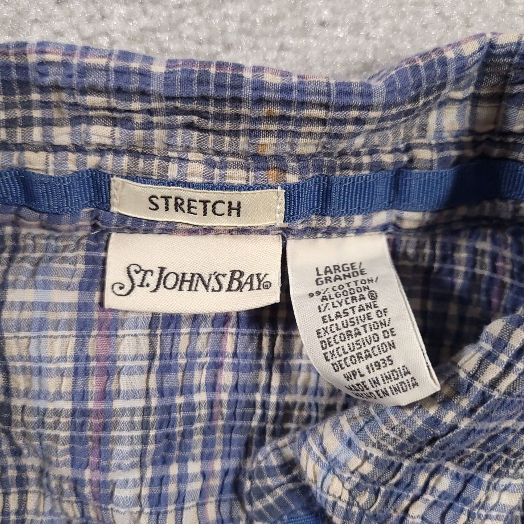 Vintage St. John'S Bay Women Plaid Button Up Long Sleeve Blue Seersucker Shirt - Vintage Casual Size L / US 10 / IT 46 - 8 Thumbnail