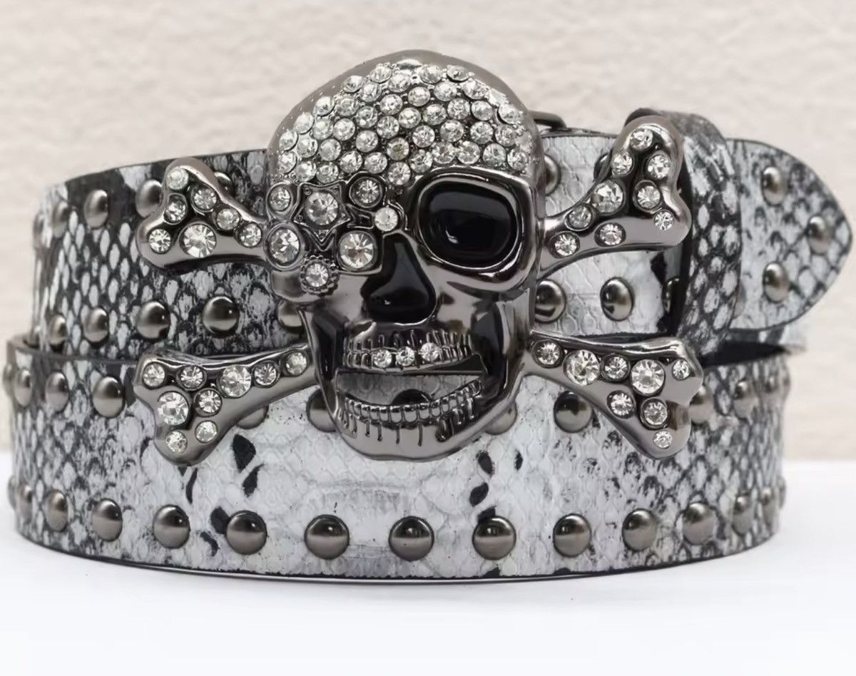 Japanese Brand 115 cm Rhinestone Skull Halloween Belt Size ONE SIZE - 1 Thumbnail