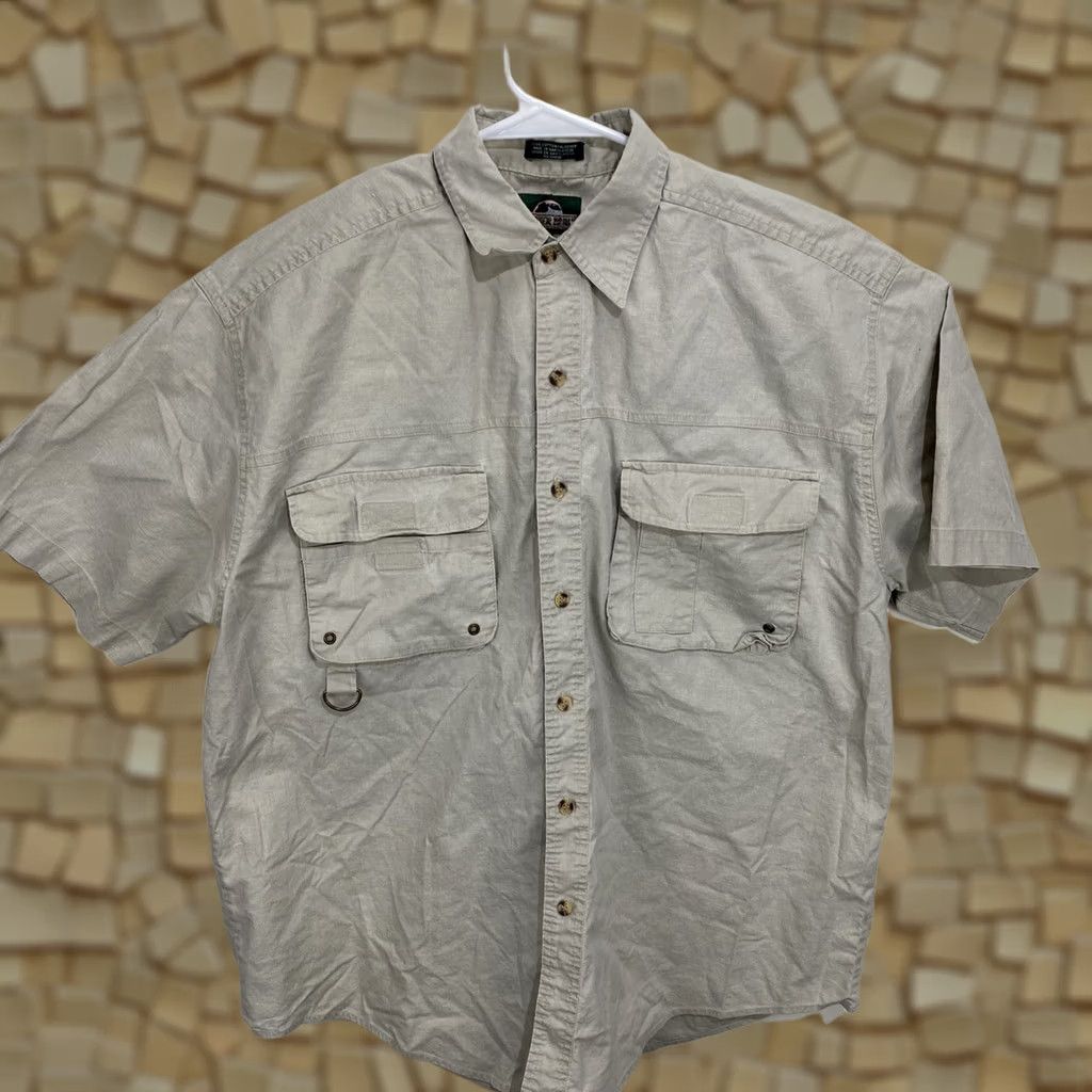 Vintage Timber Run Shirt Button-Up Short Sleeve Khaki Men’s Large Pockets Camping Fishing Sports Outdoor Regular Fit Shirt Size US L / EU 52-54 / 3 - 1 Thumbnail