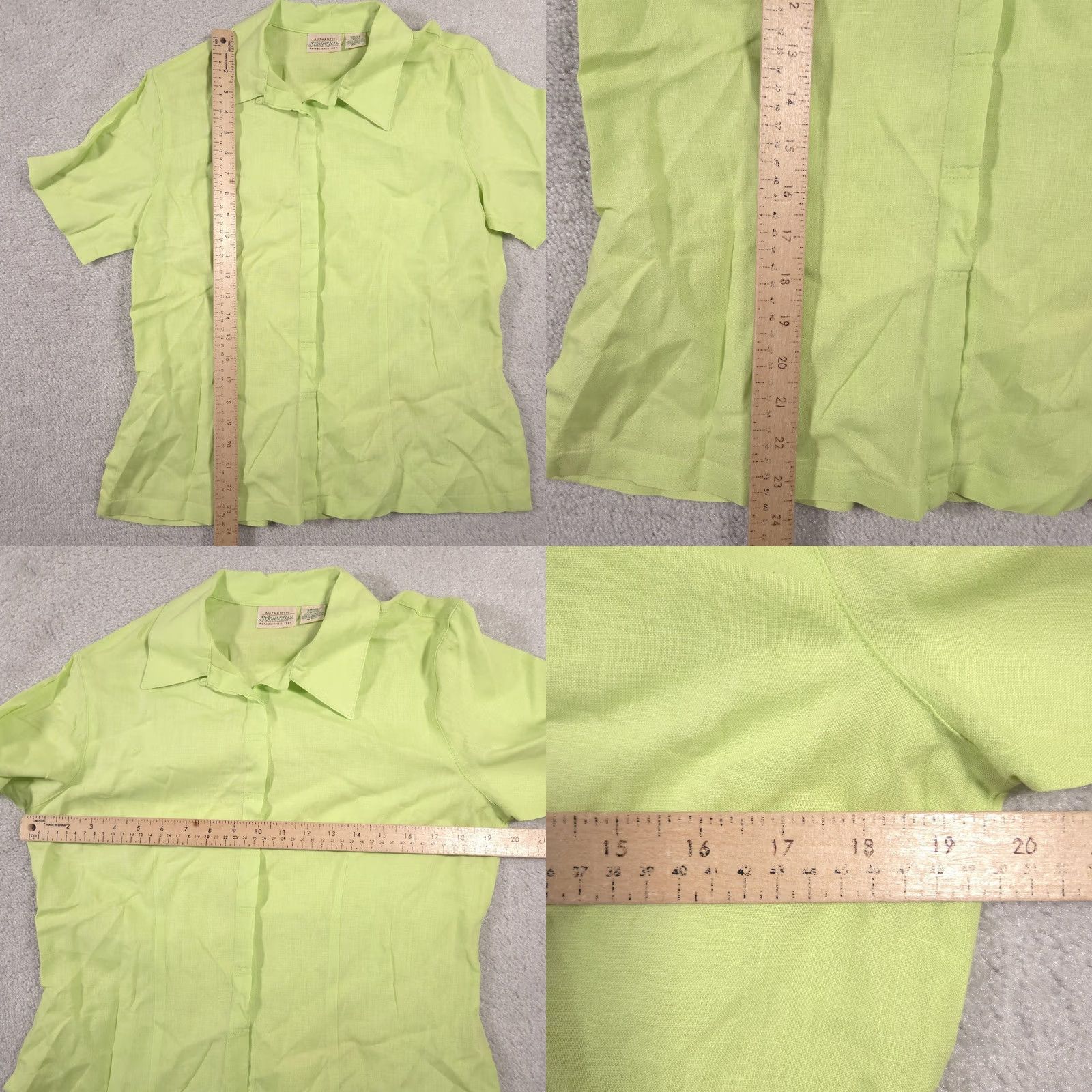 Vintage St. Johns Bay Shirt Womens Small Green Linen Short Sleeve Button Up Collared Top Size S / US 4 / IT 40 - 8 Thumbnail