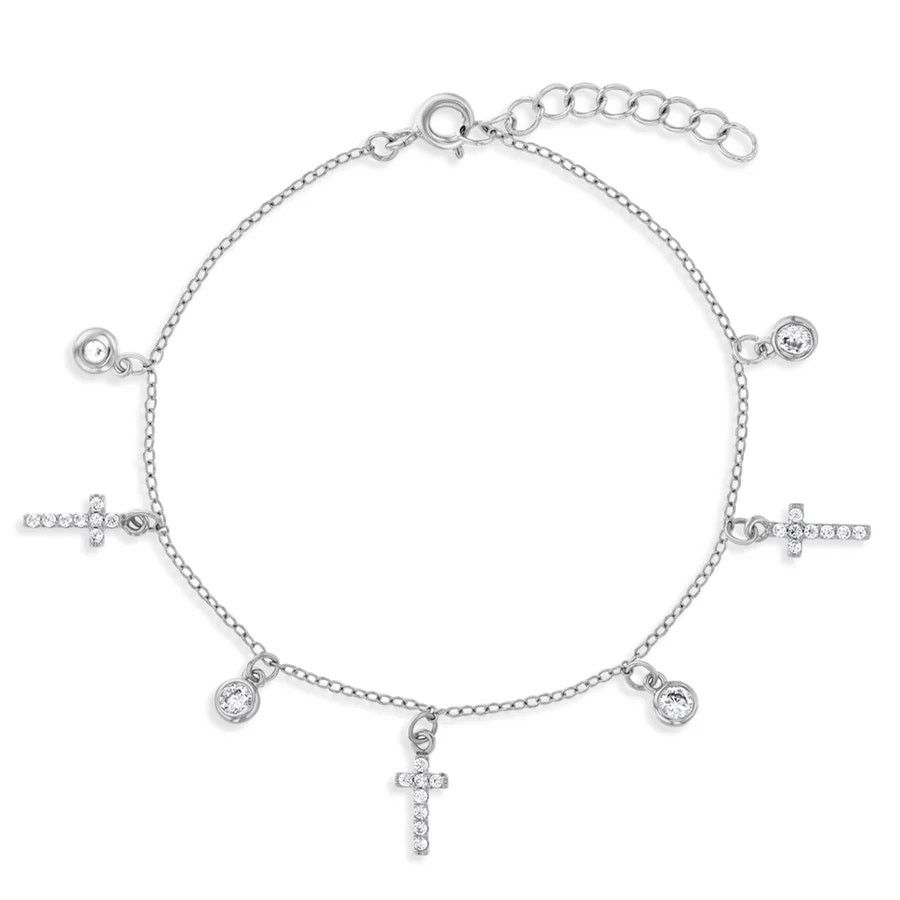 Other 6"-7" Clear CZ Charm Kids / Teen Bracelet - Sterling Silver Size ONE SIZE - 1 Thumbnail