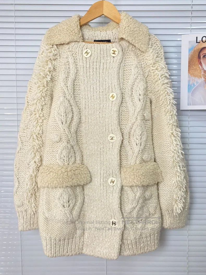 Chanel Chanel Beige knitted cardigan coat Size XS / US 0-2 / IT 36-38 - 3 Thumbnail