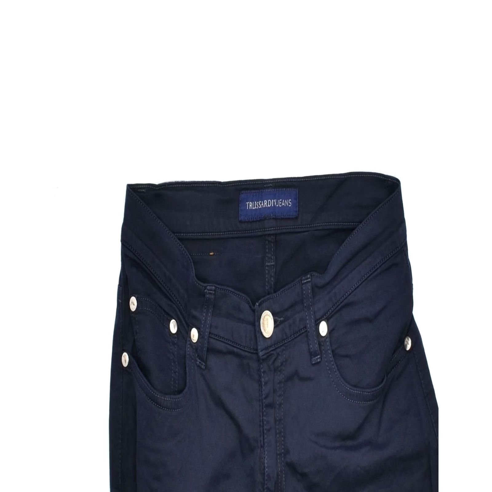 Trussardi TRUSSARDI JEANS Womens Tapered Casual Trousers Navy Blue Cotton W27 L26 Size 27" / US 4 / IT 40 - 4 Thumbnail