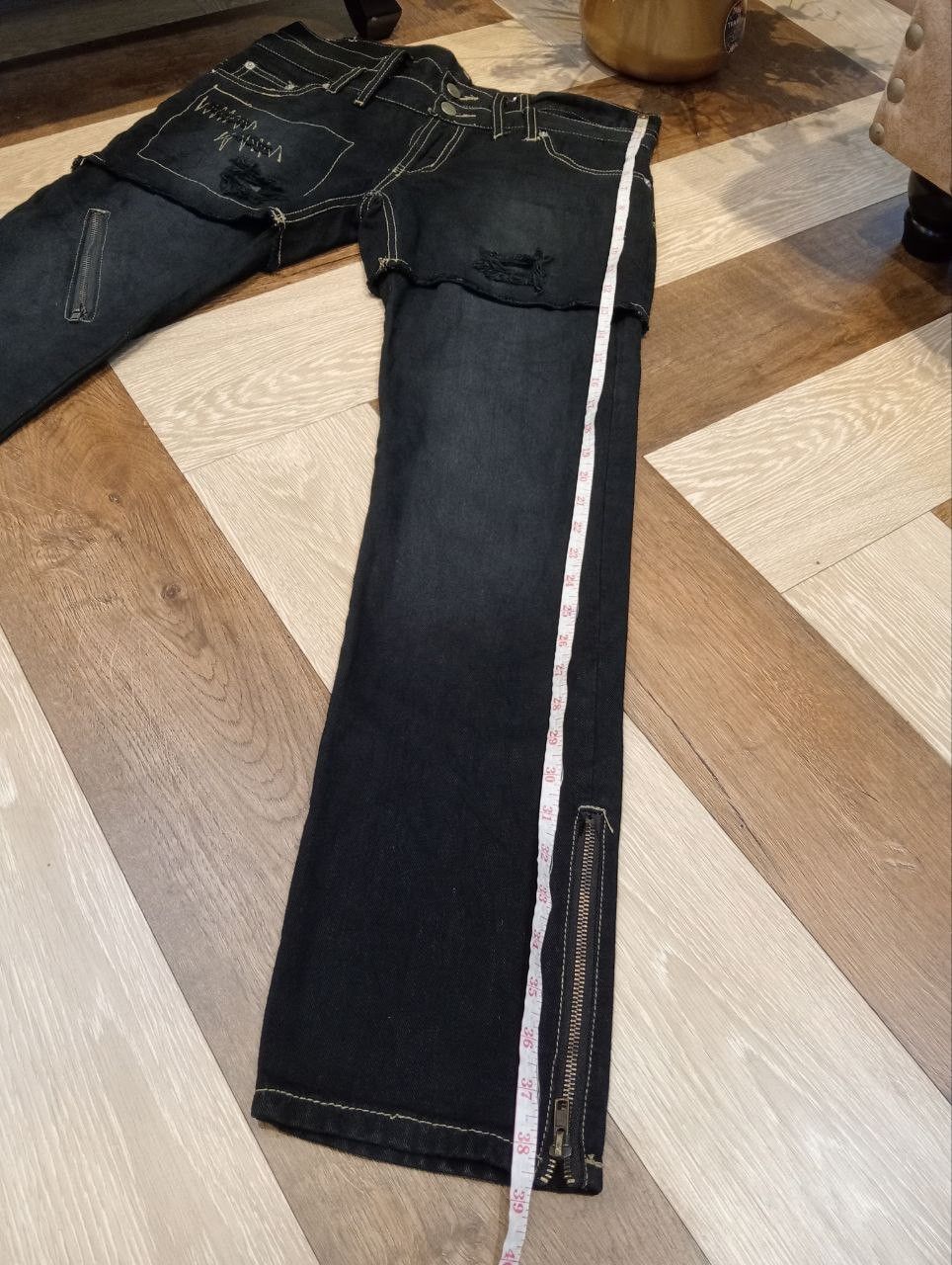 Japanese Brand JAPANESE KMK JEANS FEATURE A UNIQUE DOUBLE WAIST ANKLE ZIP Size US 34 / EU 50 - 13 Thumbnail