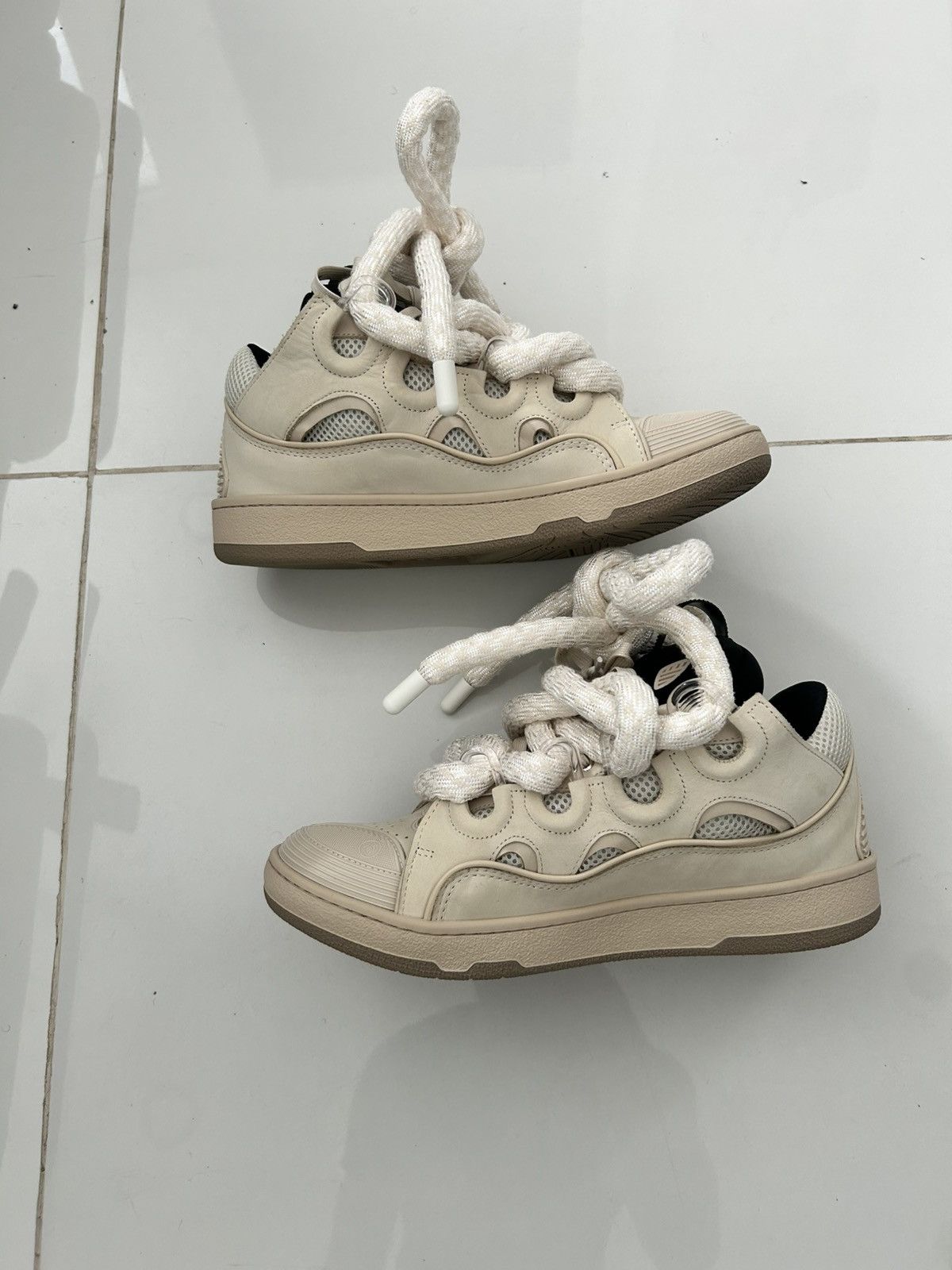 Lanvin Lanvin Beige Curb With Snake Laces Sneakers Size US 10 / EU 43 - 2 Thumbnail