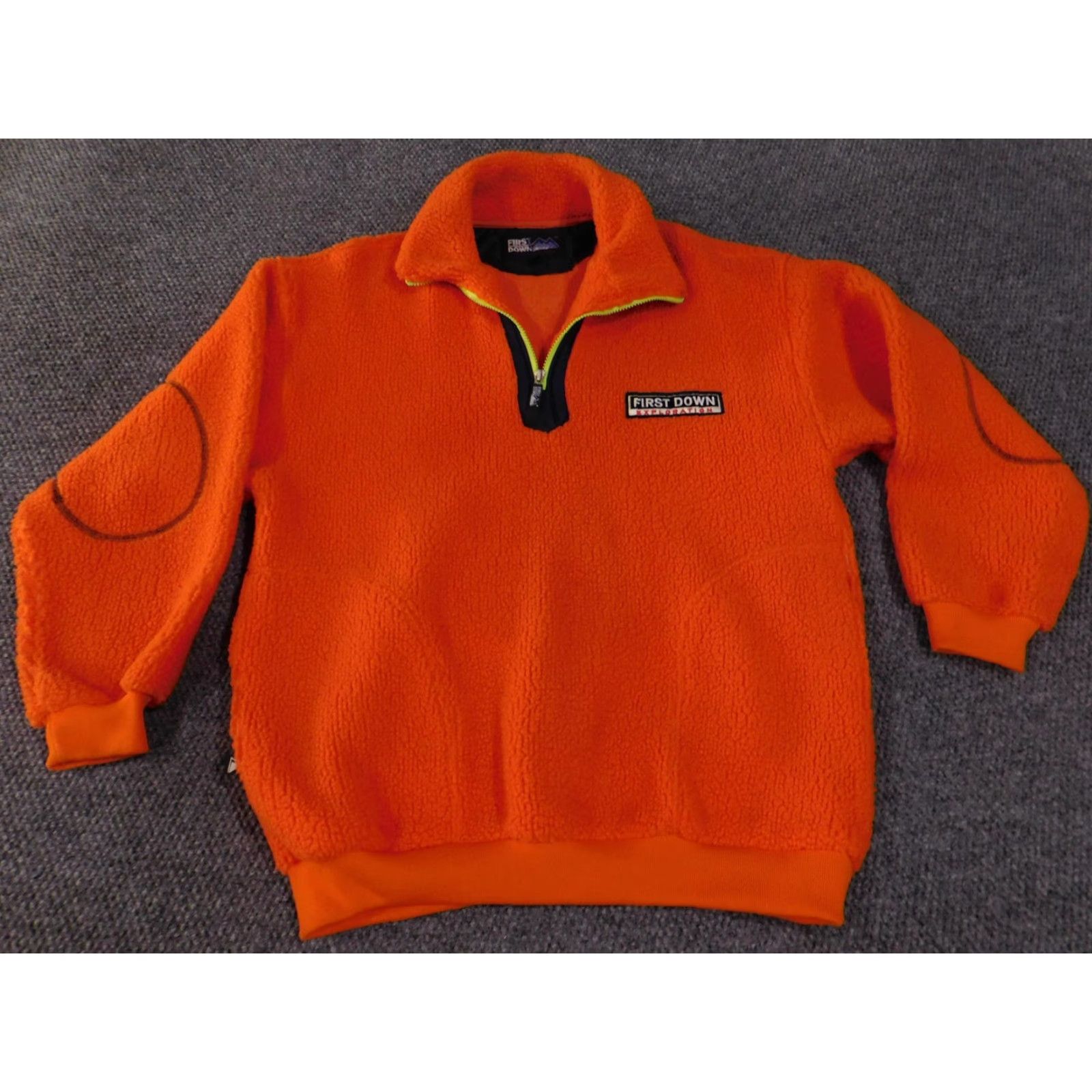 Vintage VINTAGE First Down Pullover Mens Large Orange Fleece Sherpa Sweater Outdoor Warm Retro Size US L / EU 52-54 / 3 - 6 Thumbnail
