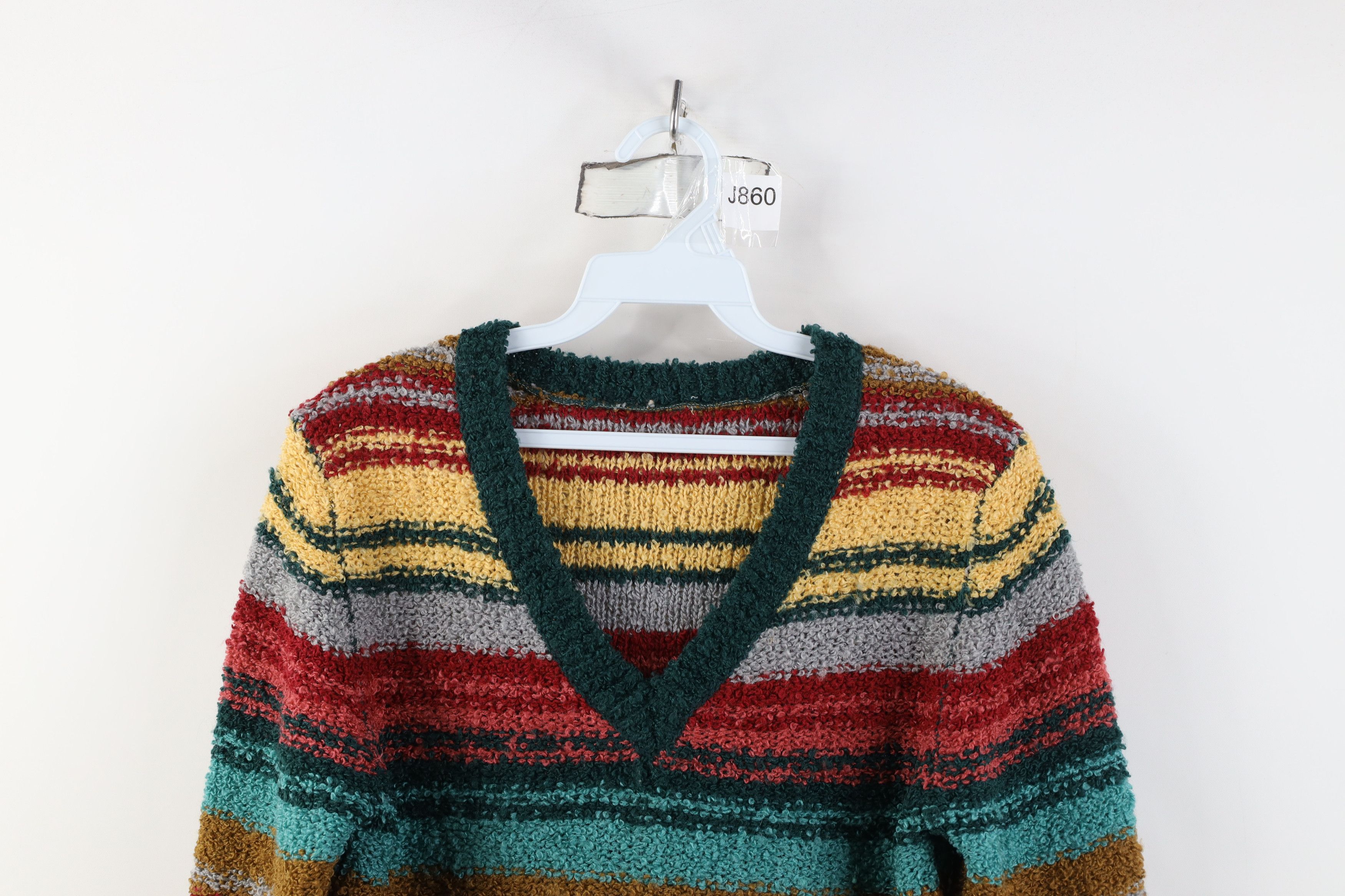 Vintage Vintage 90s Y2K Streetwear Rainbow Textured Knit Sweater Size M / US 6-8 / IT 42-44 - 2 Thumbnail