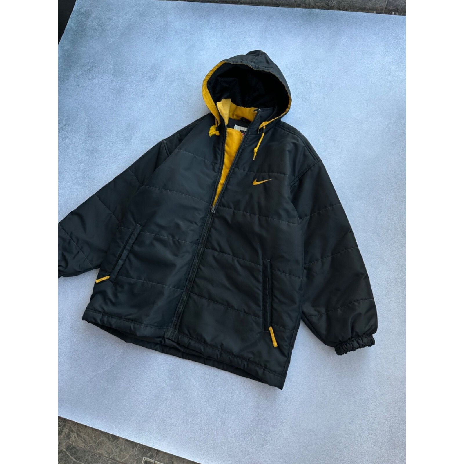 Nike VTG Nike Big Logo Hooded Puffer Jacket Size US XL / EU 56 / 4 - 10 Thumbnail