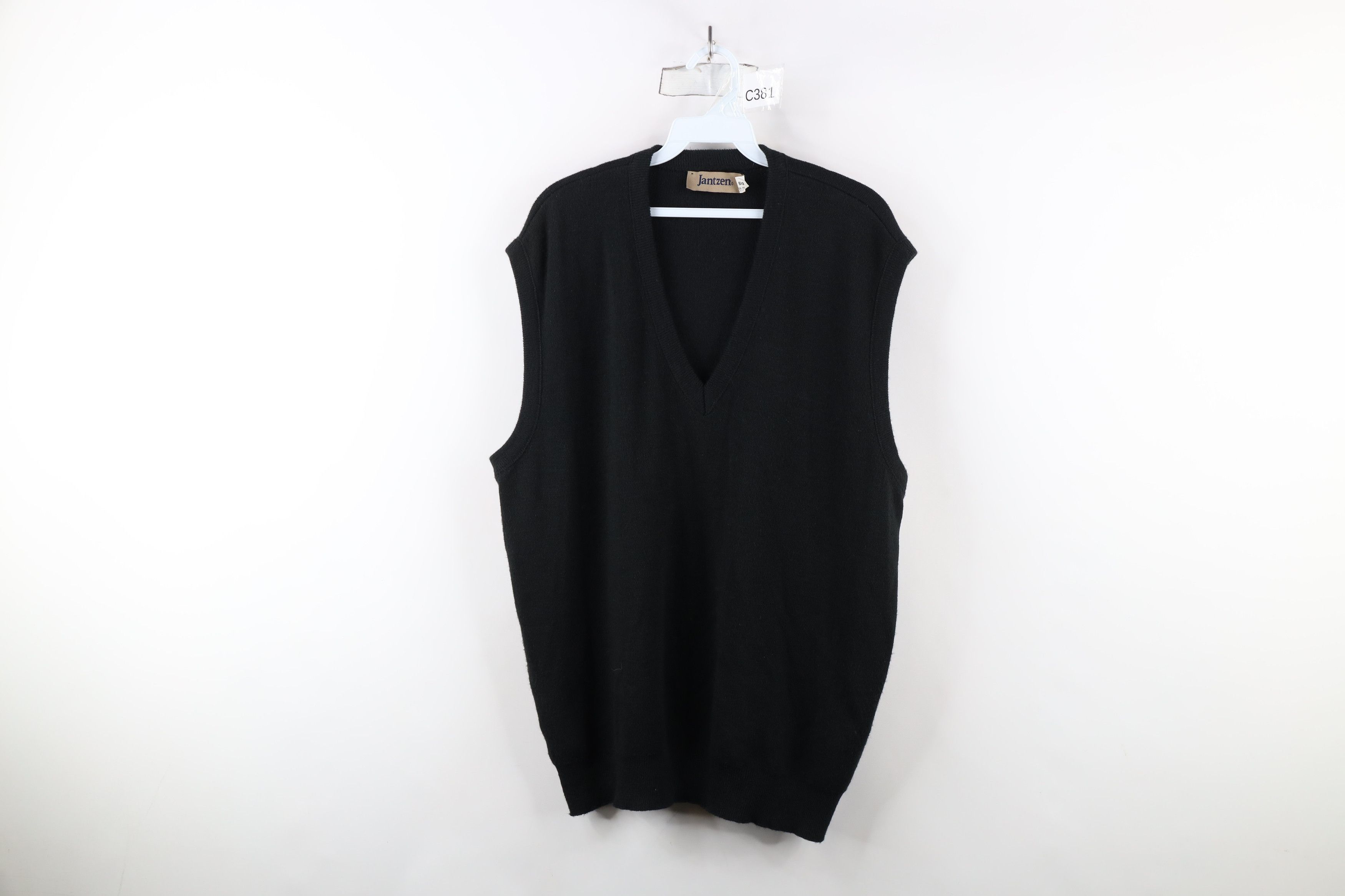 Vintage Vintage 90s Streetwear Knit V-Neck Sweater Vest Black USA Size US XL / EU 56 / 4 - 1 Thumbnail
