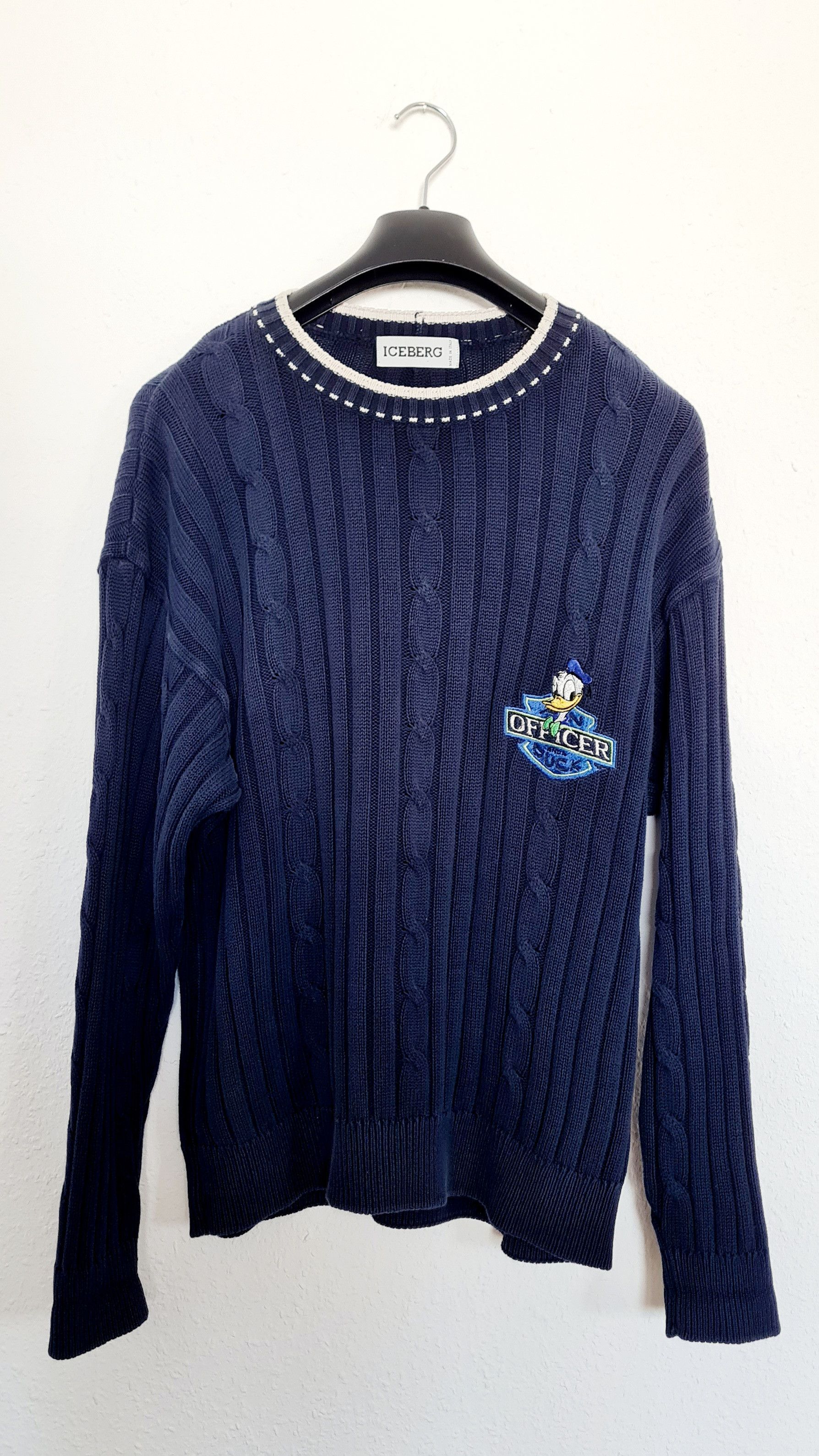 Disney × Iceberg × Vintage Vintage Iceberg x Disney knit sweater "Officer Duck" 1992 9 Size US L / EU 52-54 / 3 - 2 Thumbnail