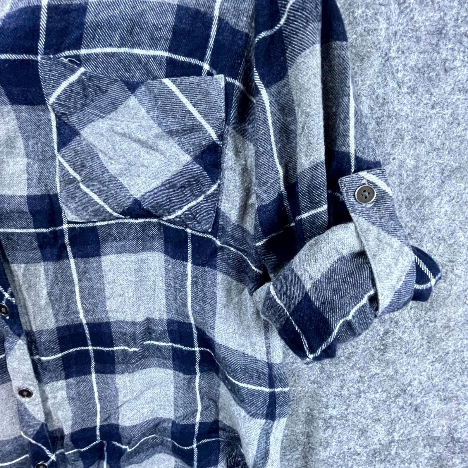 Bella Dahl Bella Dahl Flannel Shirt Women S Gray Blue Plaid Grunge 90s Size L / US 10 / IT 46 - 2 Thumbnail