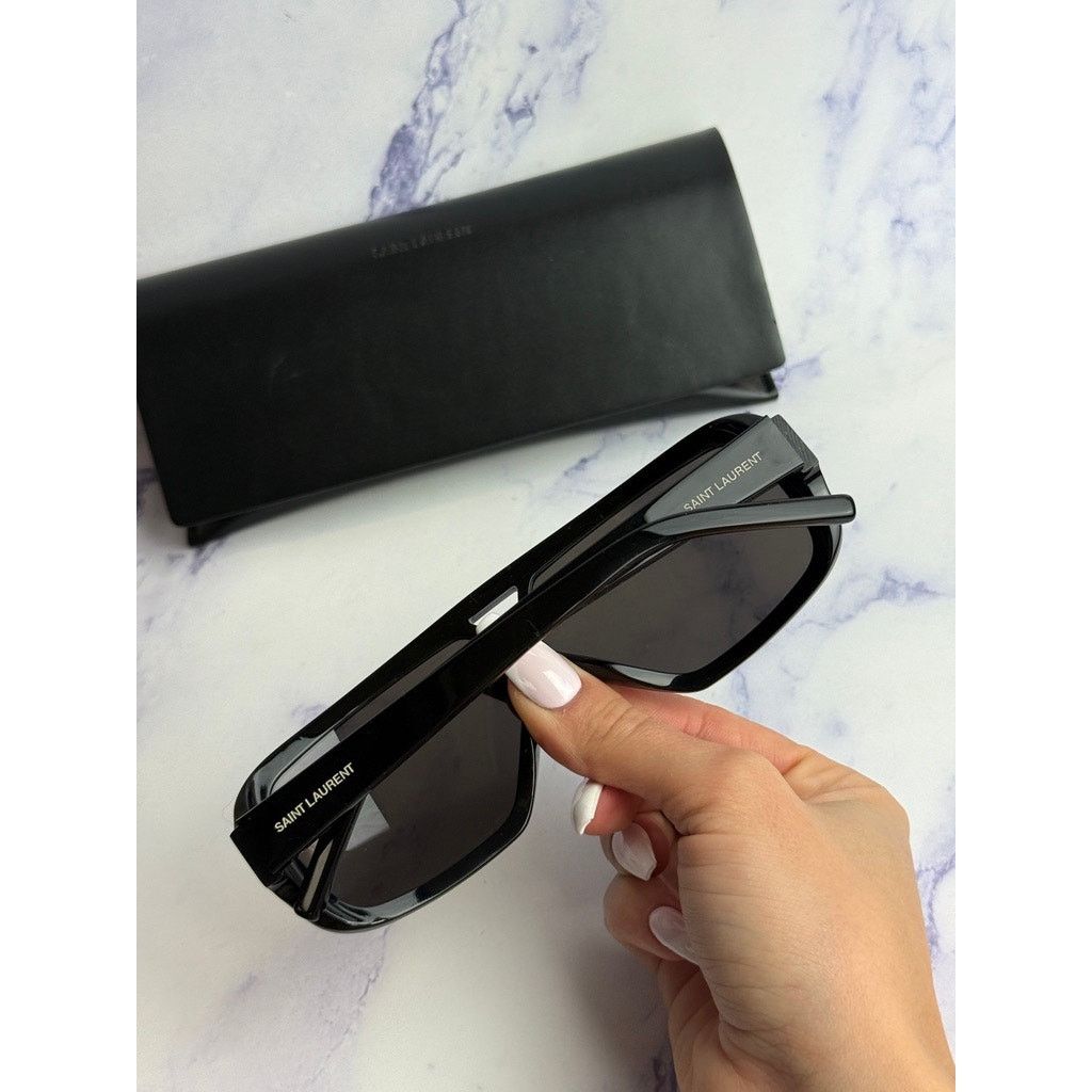Saint Laurent Paris NEW Saint Laurent SL569Y Black Aviator Pilot Sunglasses Size ONE SIZE - 4 Thumbnail