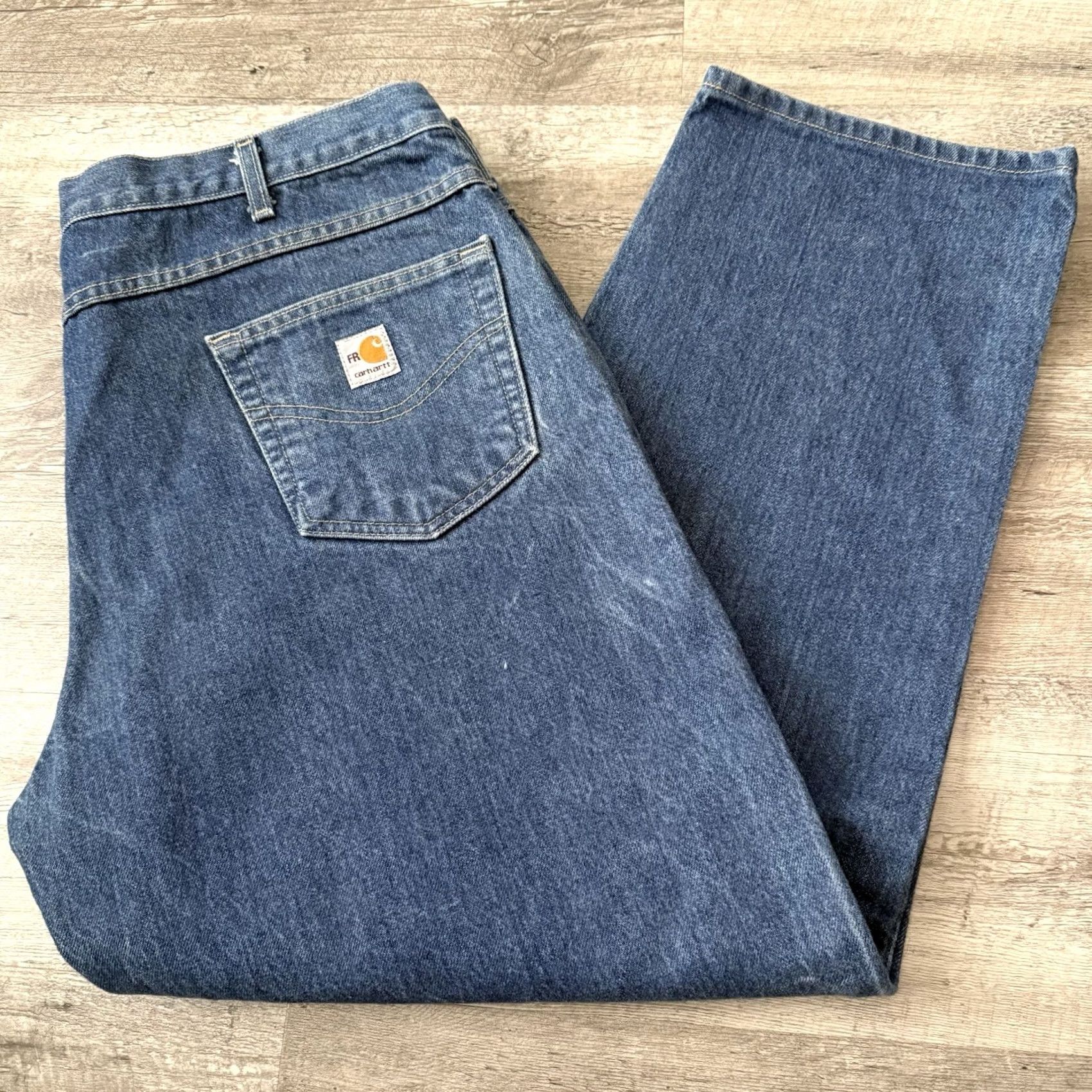 Carhartt Carhartt FR Jeans Mens 42x30 Denim Flame-Resistant 5-Pocket Relaxed Straight Blue 42x30 Mens Workwear Logo FRB160 Size US 42 / EU 58 - 7 Thumbnail
