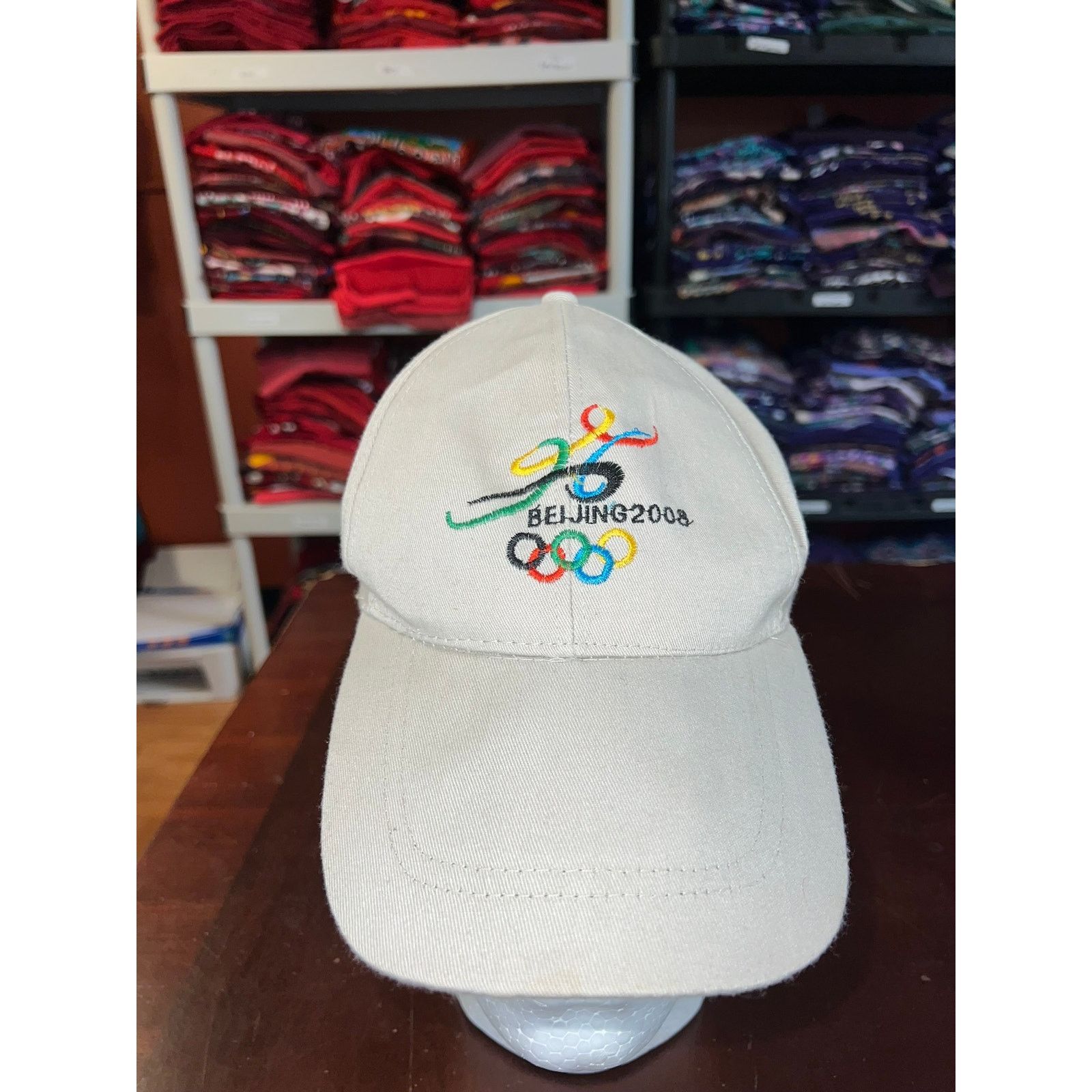 Vintage Beijing Olympics Hat 2008 Olympic Logo Brown Long Bill Hat Size ONE SIZE - 1 Thumbnail
