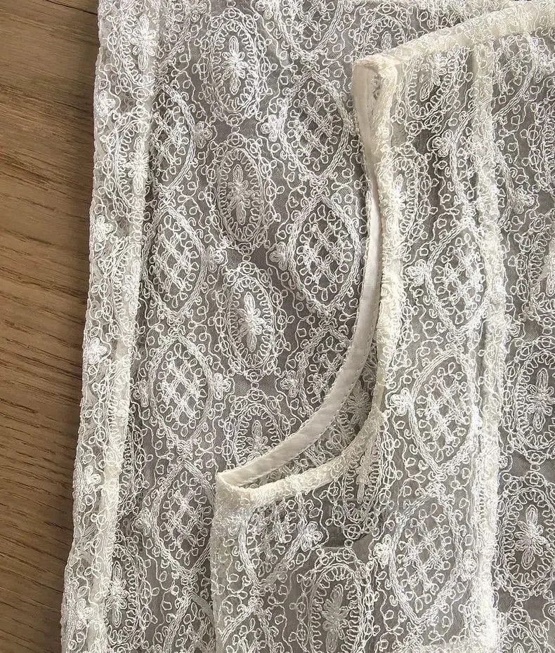 Yohji Yamamoto Y's Yohji Yamamoto Pearl White Lace Dress Size US 27 - 4 Thumbnail