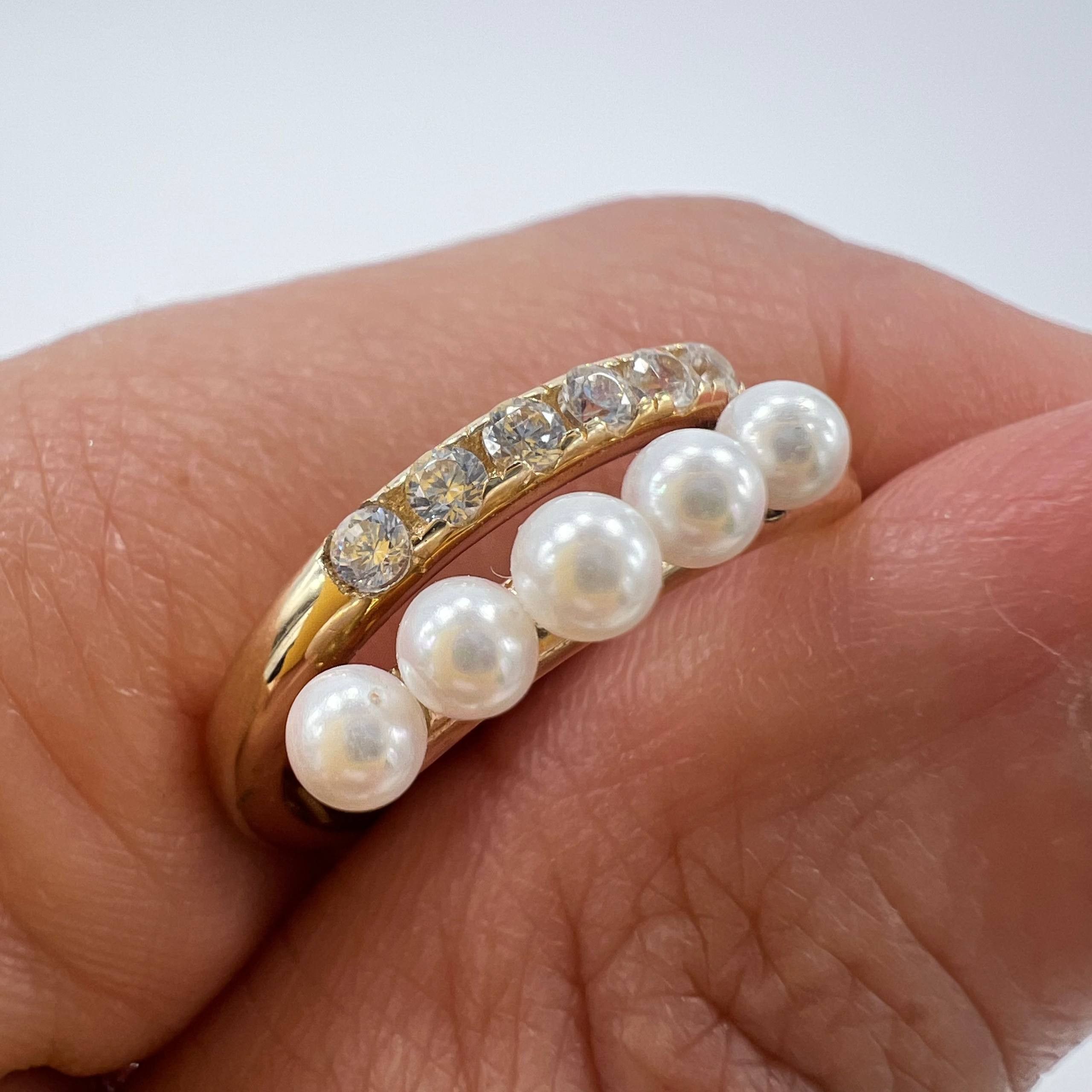 Other New Women’s 14K Solid Gold Ring Pearls Stones Gift Size 7.5 Size ONE SIZE - 4 Thumbnail