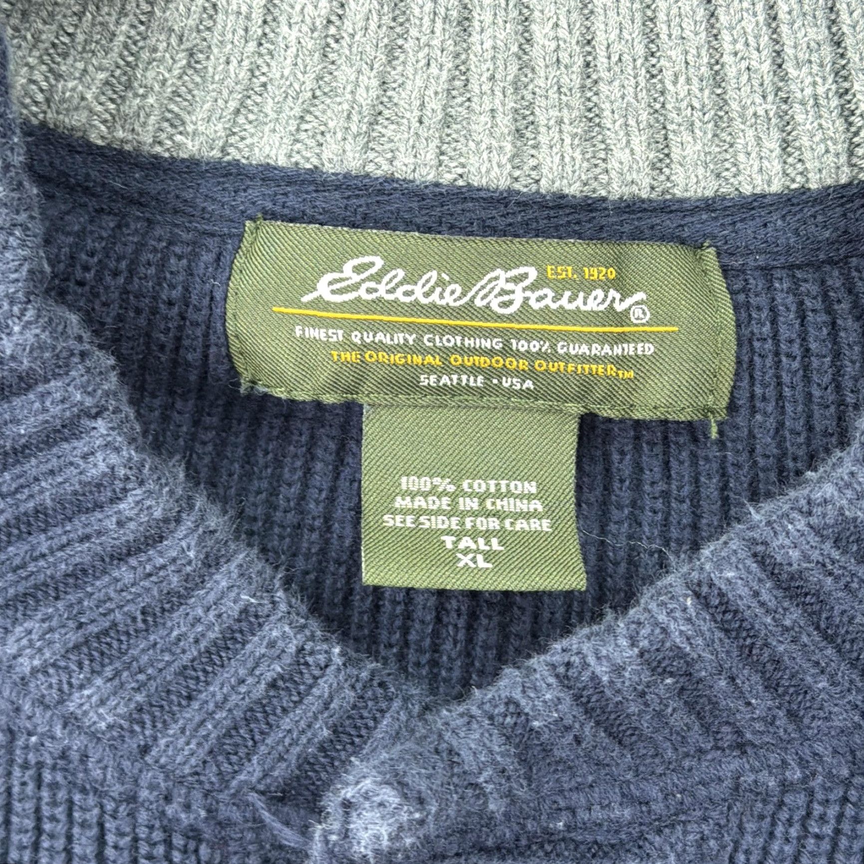 Eddie Bauer Eddie Bauer Sweater Mens XLT Blue Cotton Waffle Knit Thermal Henley Pullover Size US XL / EU 56 / 4 - 3 Thumbnail