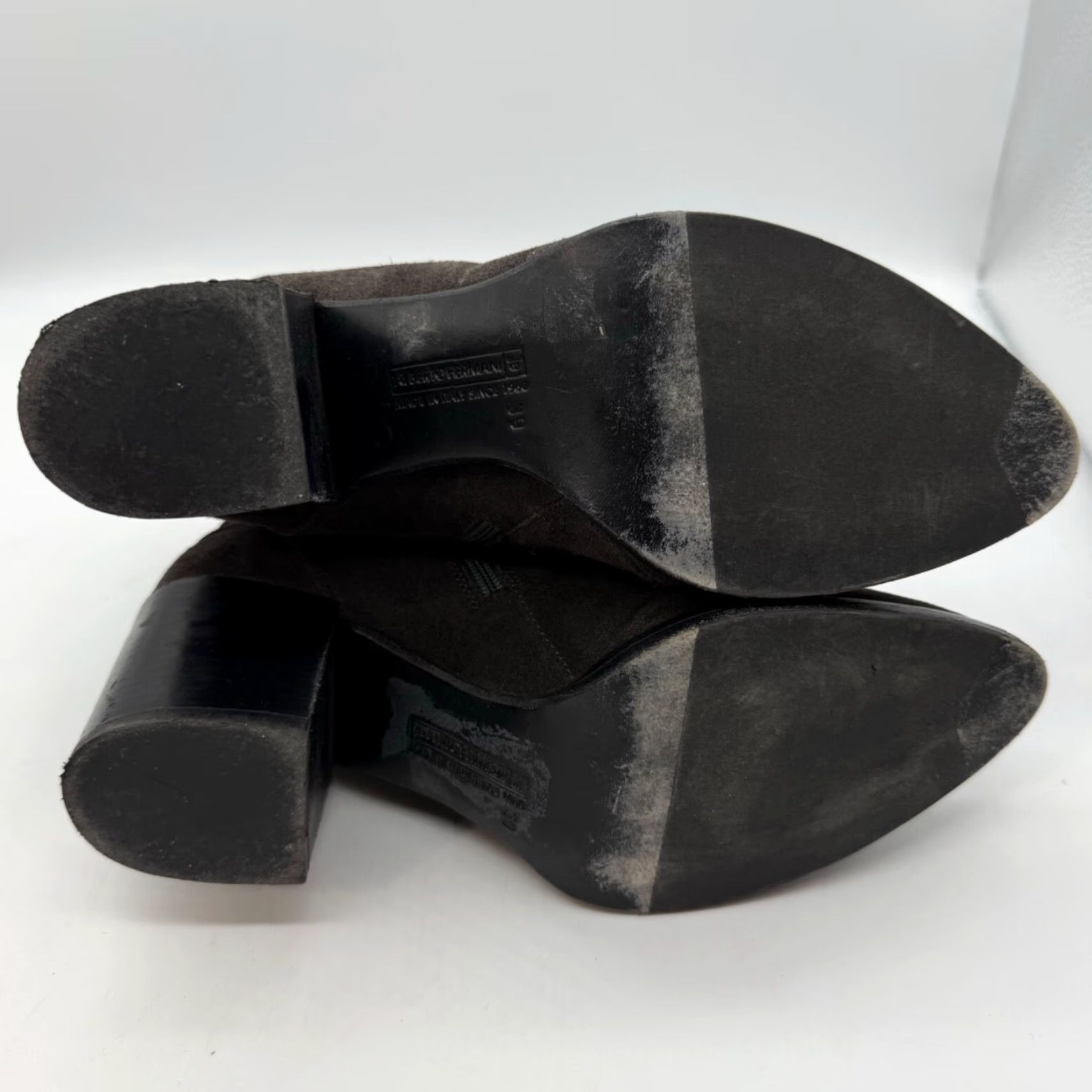 Vintage Alberto Fermani Womens Suede Ankle Boots Sz 39 9 Brown/Gray Zipper Bootie Leather Sole Boots Size US 9 / IT 39 - 6 Thumbnail