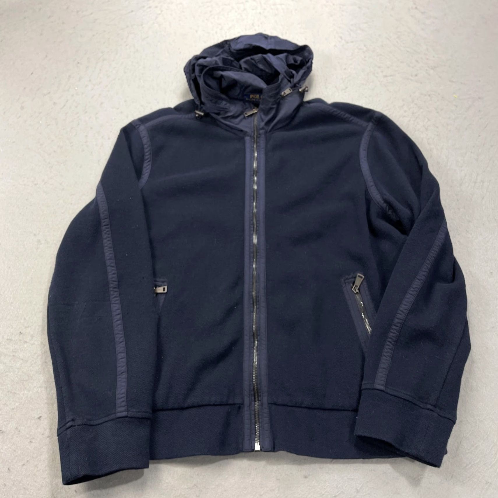 Polo Ralph Lauren Polo Ralph Lauren Hoodie Mens XL Navy Full Zip Cotton Nylon Hood Sweatshirt Size US XL / EU 56 / 4 - 2 Thumbnail