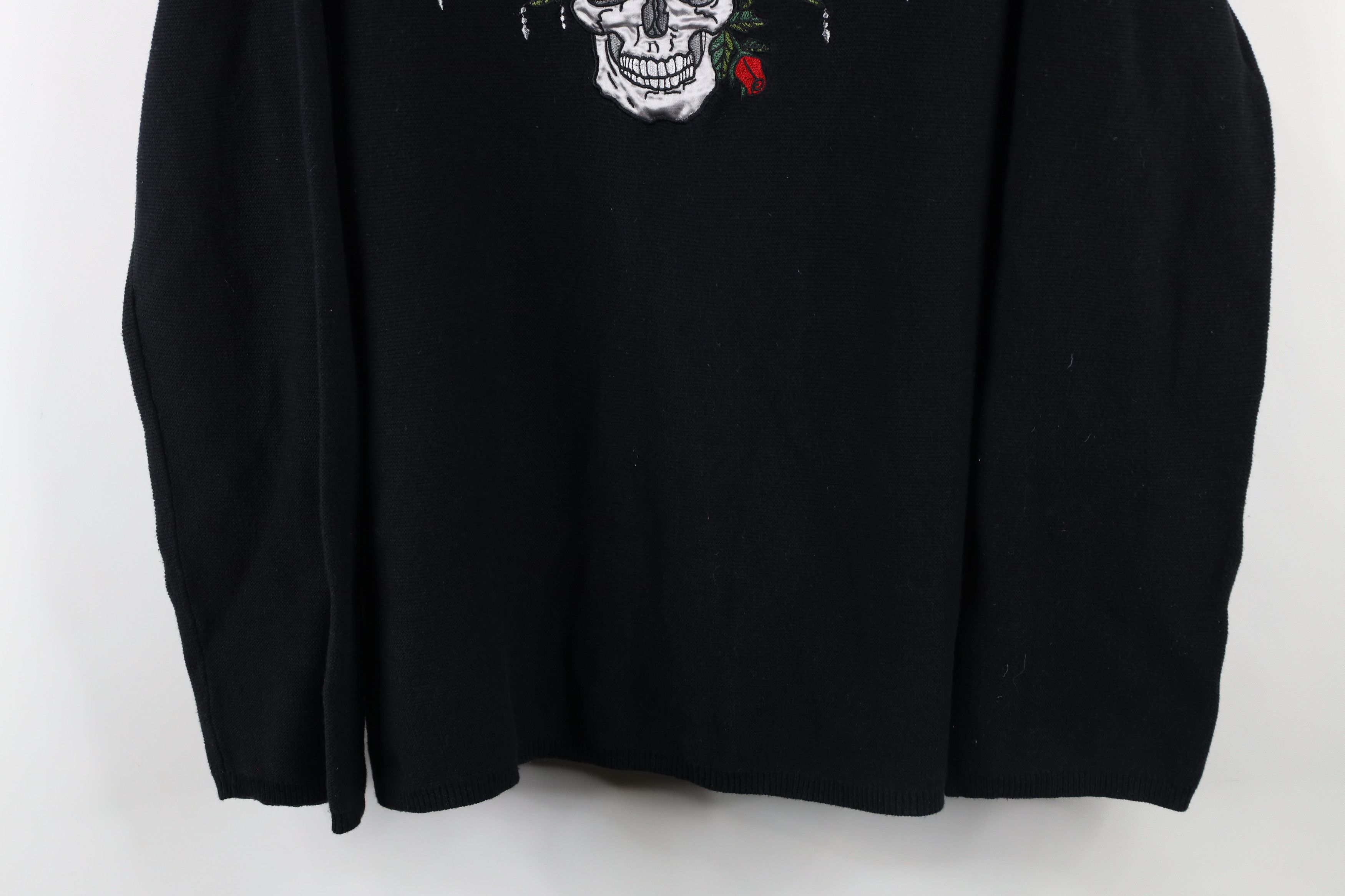 Vintage Vintage Y2K Goth Gothic Streetwear Flower Knit Sweater Black Size XL / US 12-14 / IT 48-50 - 3 Thumbnail
