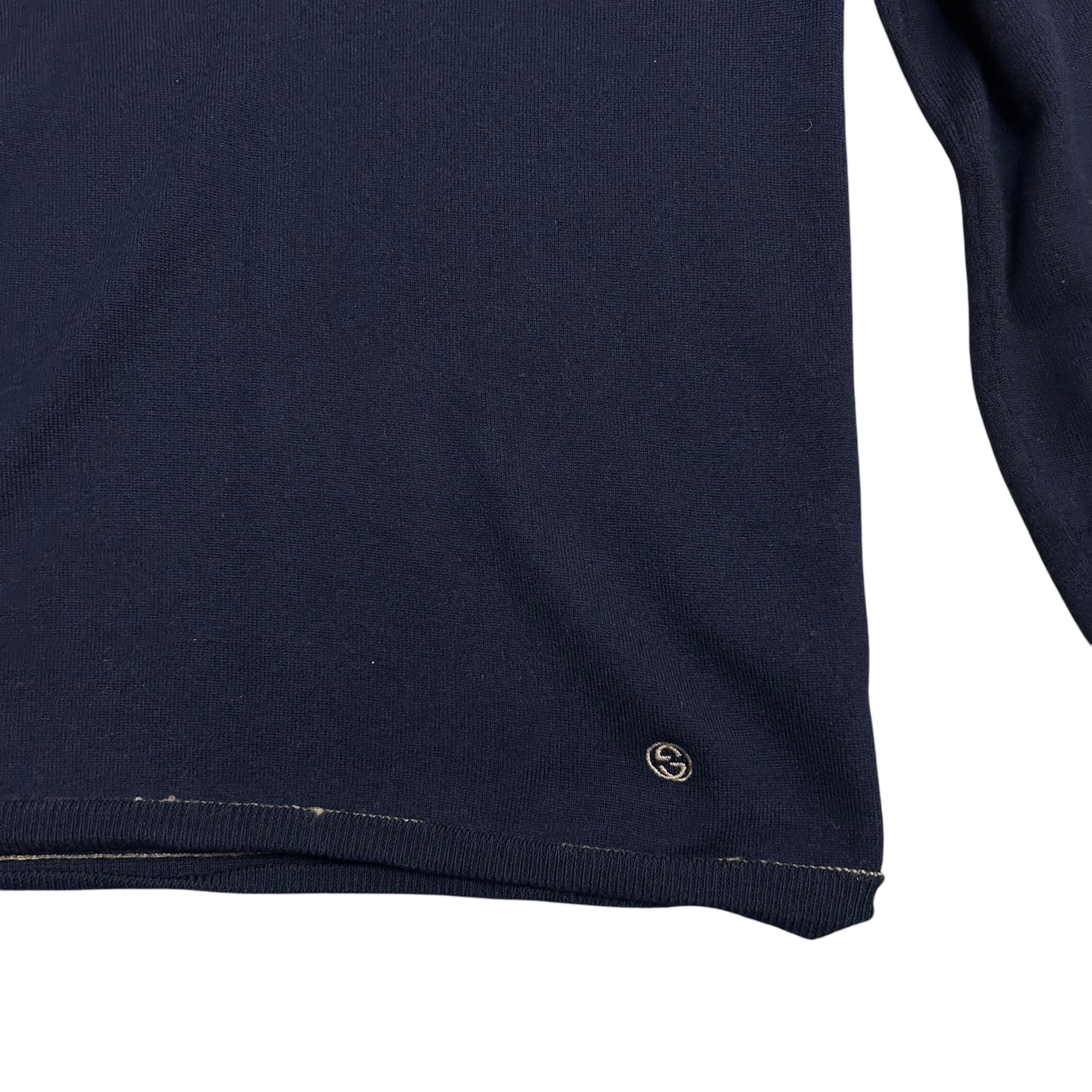 Gucci Gucci Pure Wool V-Neck Navy Blue Pullover Sweater XL Size US XL / EU 56 / 4 - 5 Thumbnail