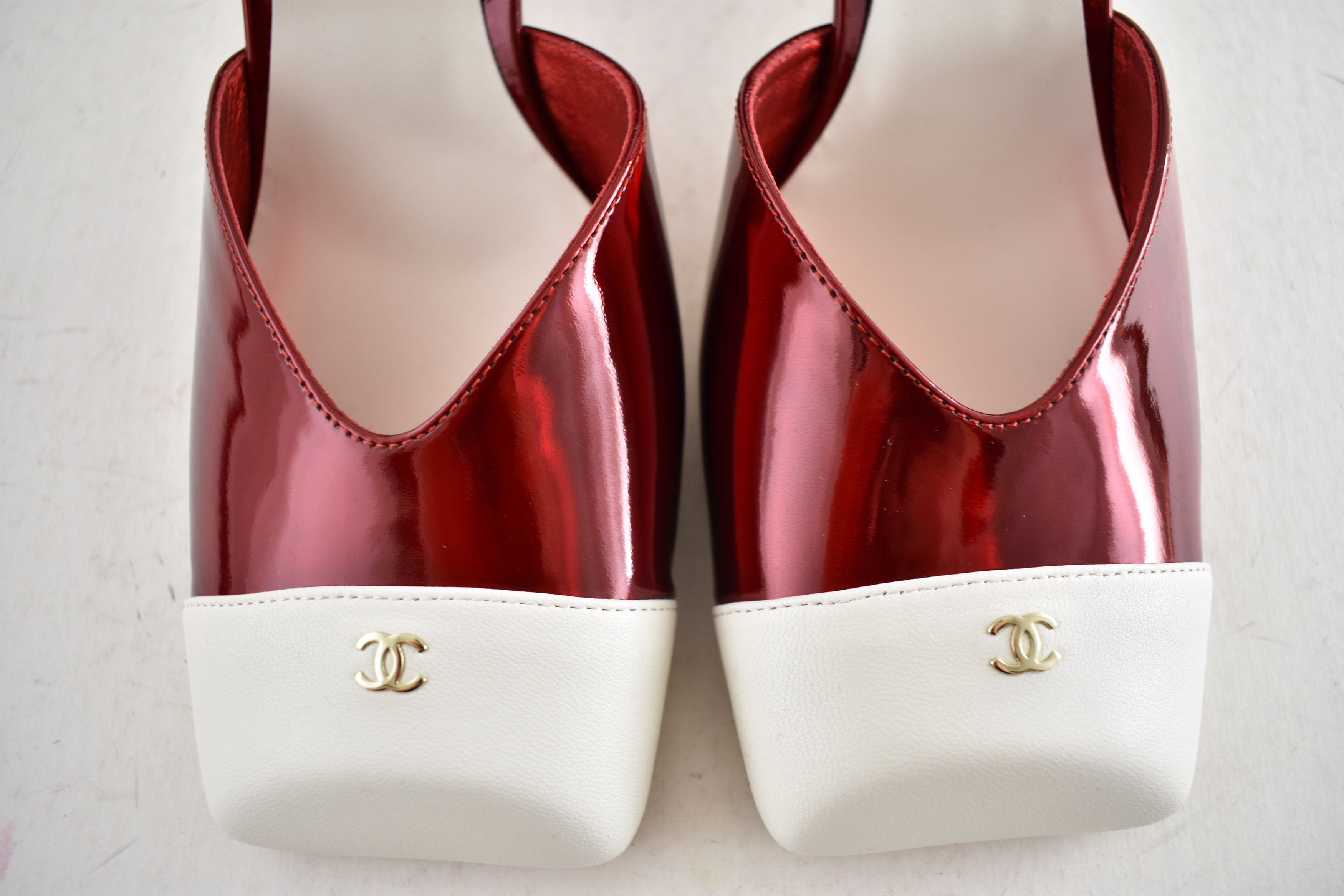 Chanel 26S Blazy White Square Toe CC Slingback Block Heel Pump 42 Size US 12 / IT 42 - 10 Thumbnail
