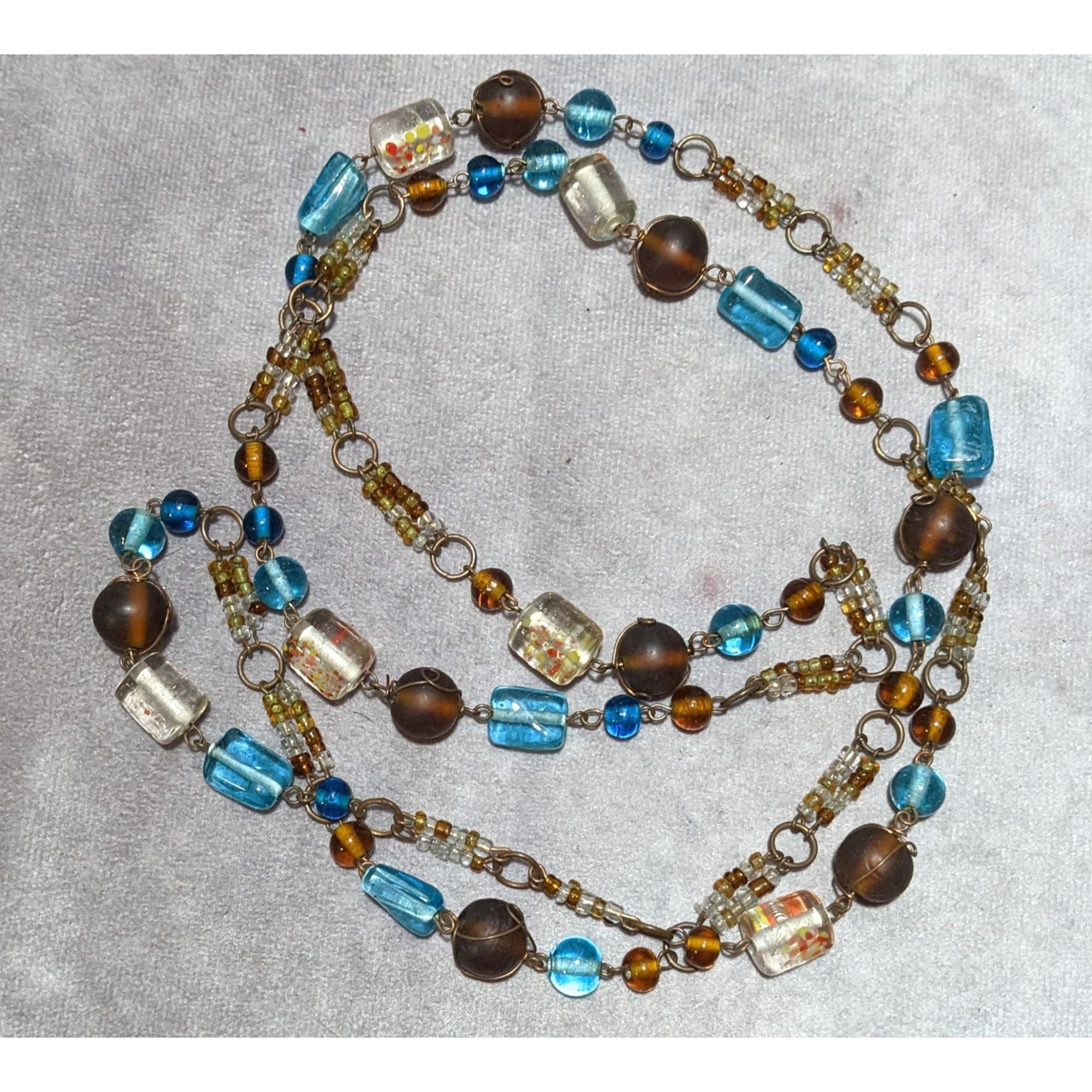 Other Vintage Bohemian Earthy Glass Beaded Necklace Size ONE SIZE - 10 Thumbnail