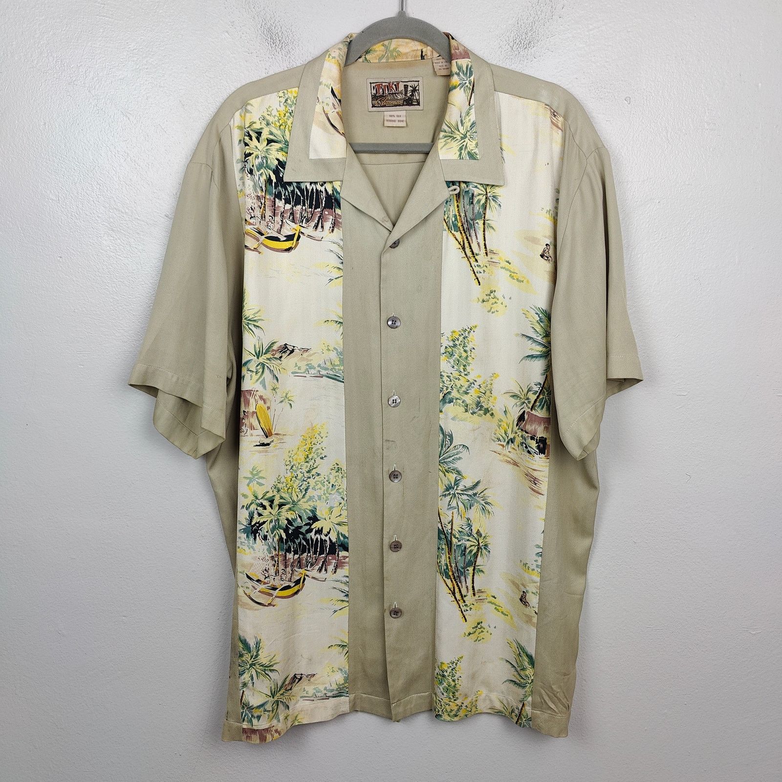 Other Vintage Tiki Classics Silk Hawaiian Shirt Men XL Herringbone Size US XL / EU 56 / 4 - 1 Thumbnail