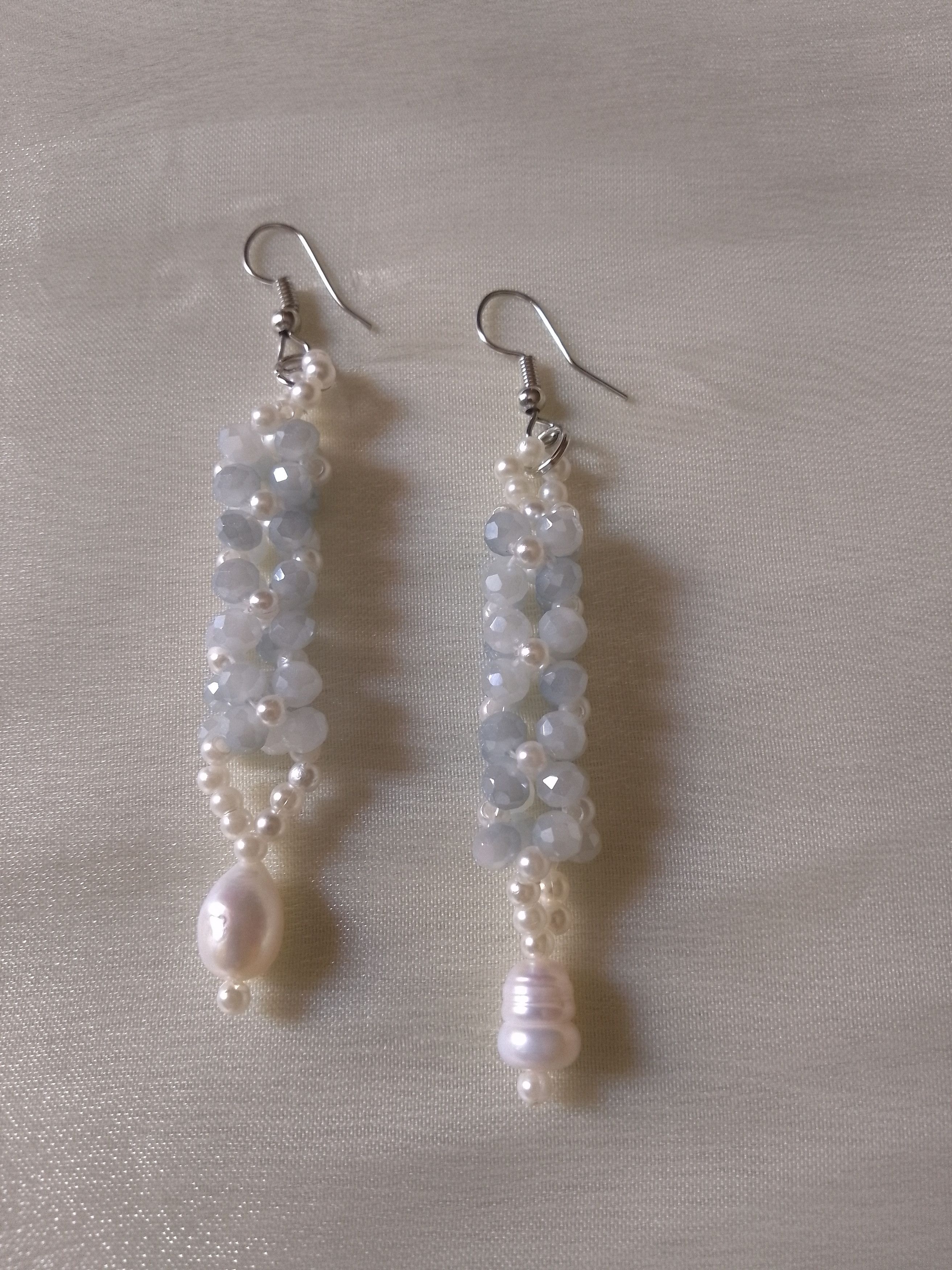Handmade Glamour earrings in crystal with Freshwater pearls Size ONE SIZE - 4 Thumbnail