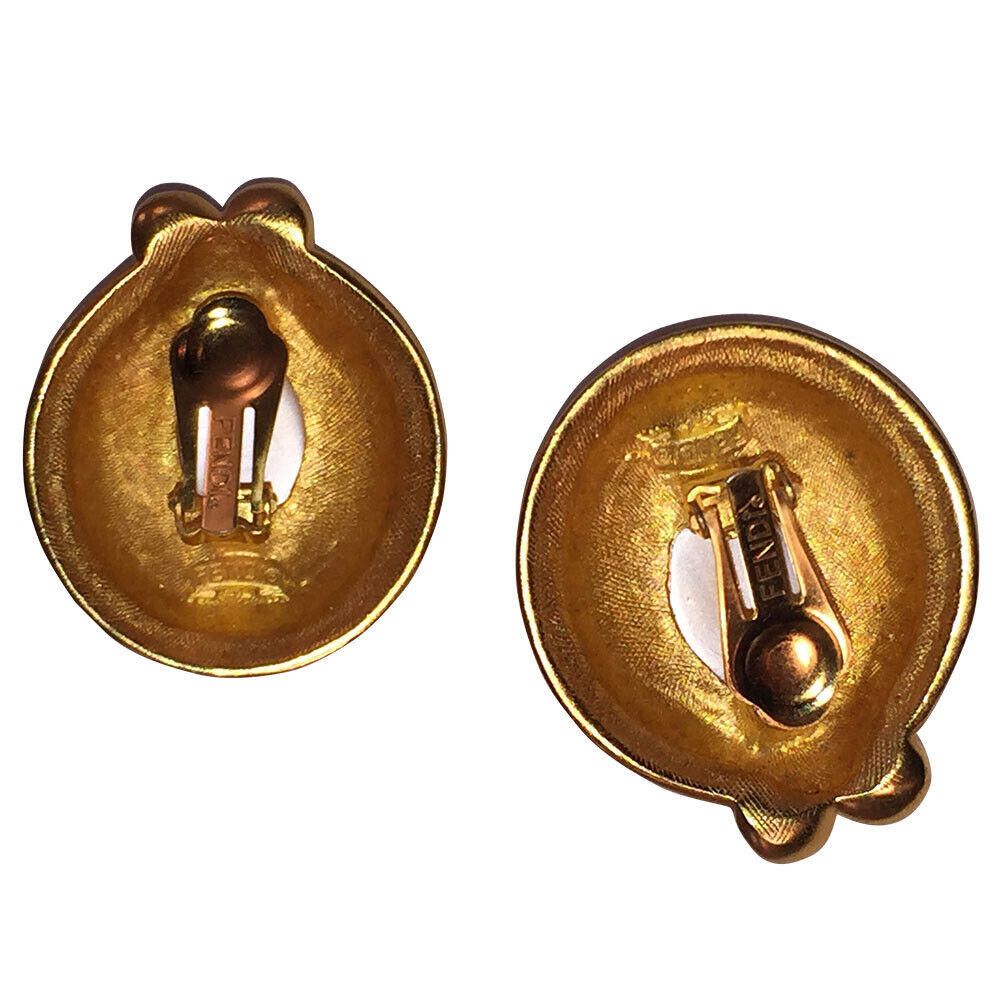 Fendi Large Fendi Earrings with Simulated Pearl Cabochons Size ONE SIZE - 5 Thumbnail