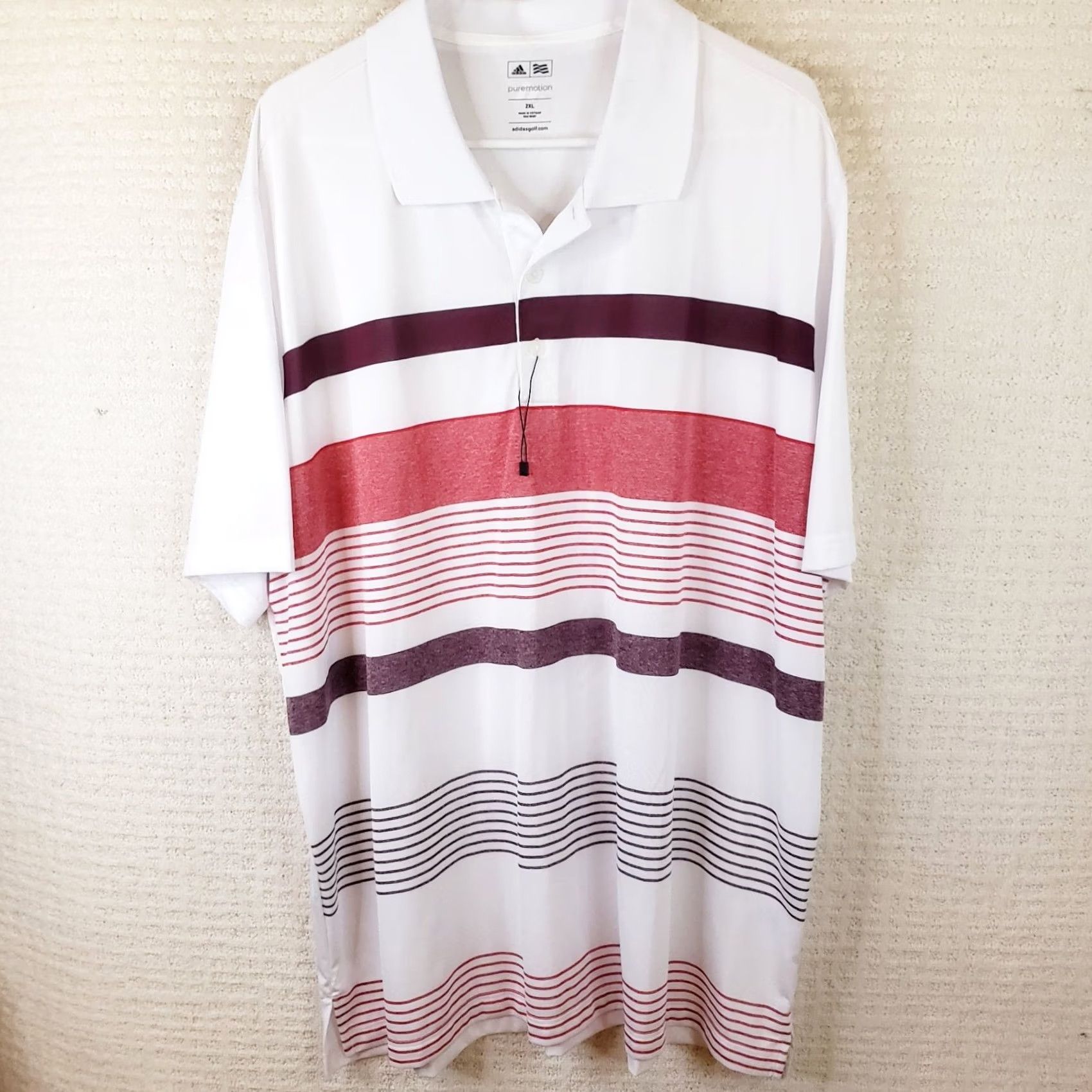 Adidas Adidas Golf Polo Shirt Mens XXL White Red Striped Short Sleeve PureMotion Shirt Polo Shirt Mens XXL White Red Striped Short Sleeve Size US XXL / EU 58 / 5 - 2 Thumbnail