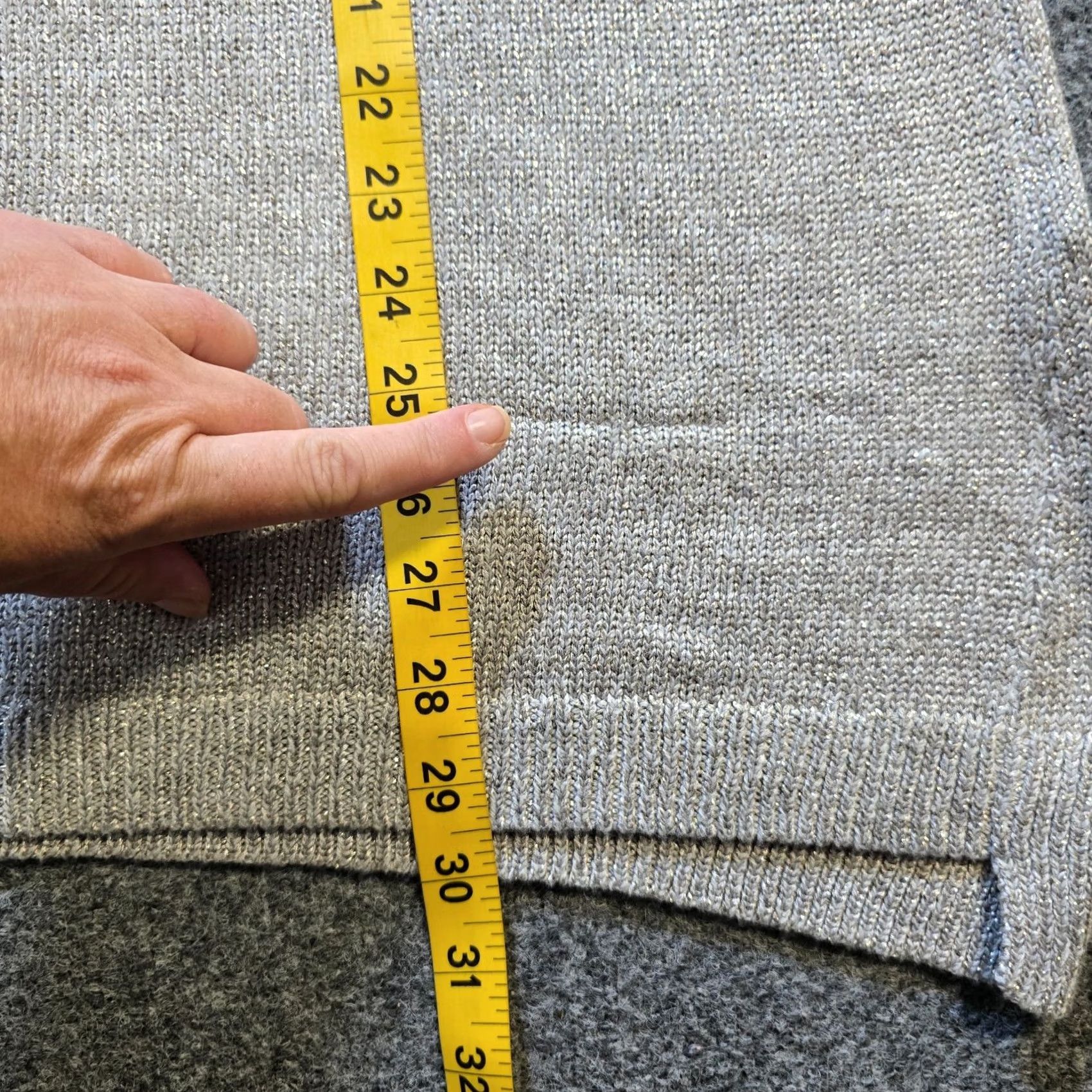 J. Jill J Jill Sweater Womens XL Gray Gold Metallic Shimmer Long Sleeve Knit Casual Pullover Size XL / US 12-14 / IT 48-50 - 7 Thumbnail