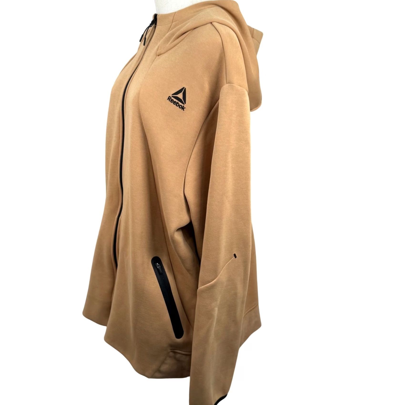 Reebok Reebok Momentum Fleece 3XL Full Zip Hoodie REM243HD03 Tech Athleisure Streetwear Hoodie Mens 3XL Beige Tan Size US XXL / EU 58 / 5 - 2 Thumbnail