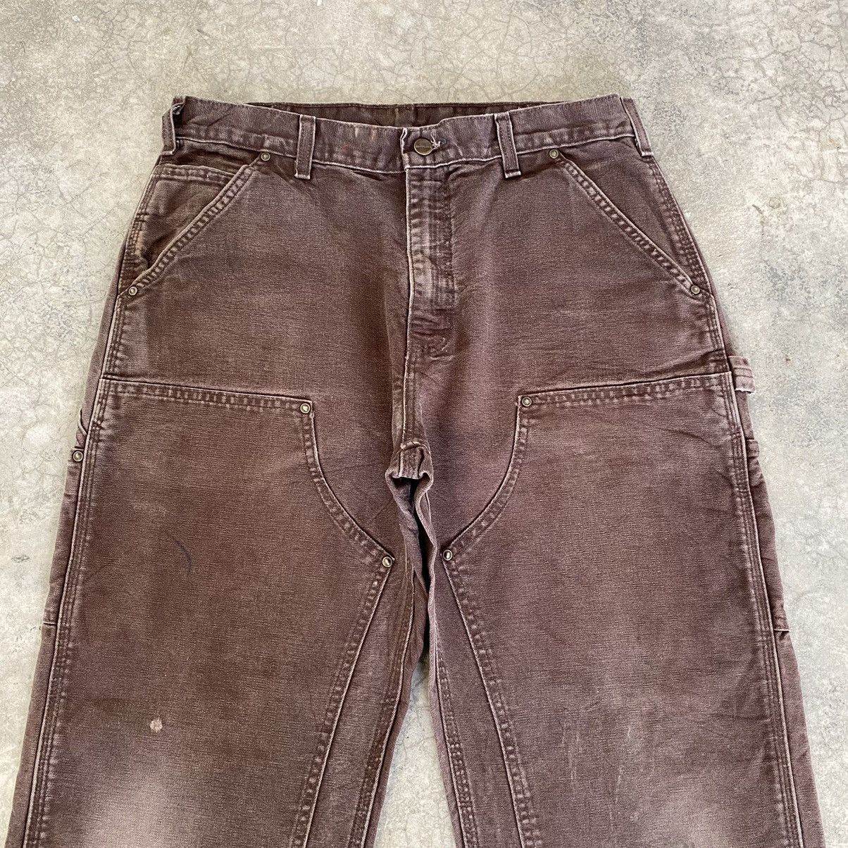Carhartt × Vintage VTG Carhartt Double Knee Faded Brown Carpenter Work Pants Size US 34 / EU 50 - 4 Thumbnail