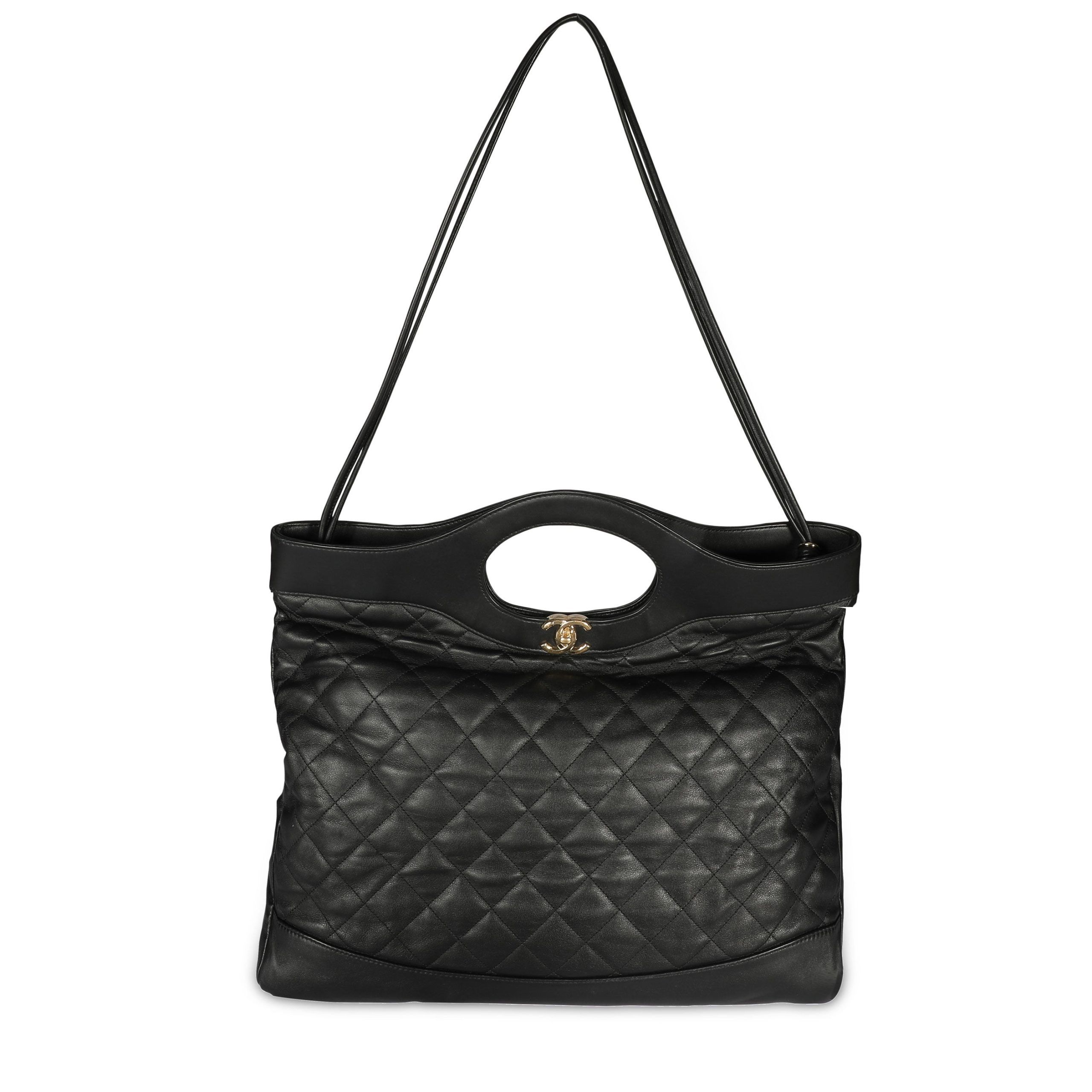 image of Chanel Black Quilted Lambskin Large 31 Shopping Bag, Women's